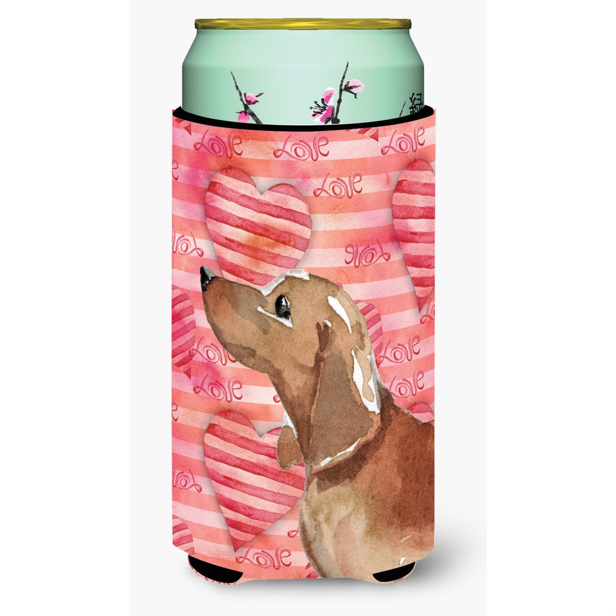 Caroline'S Treasures Red Tan Dachshund Love Decorative Can Hugger, Tall, Multicolor