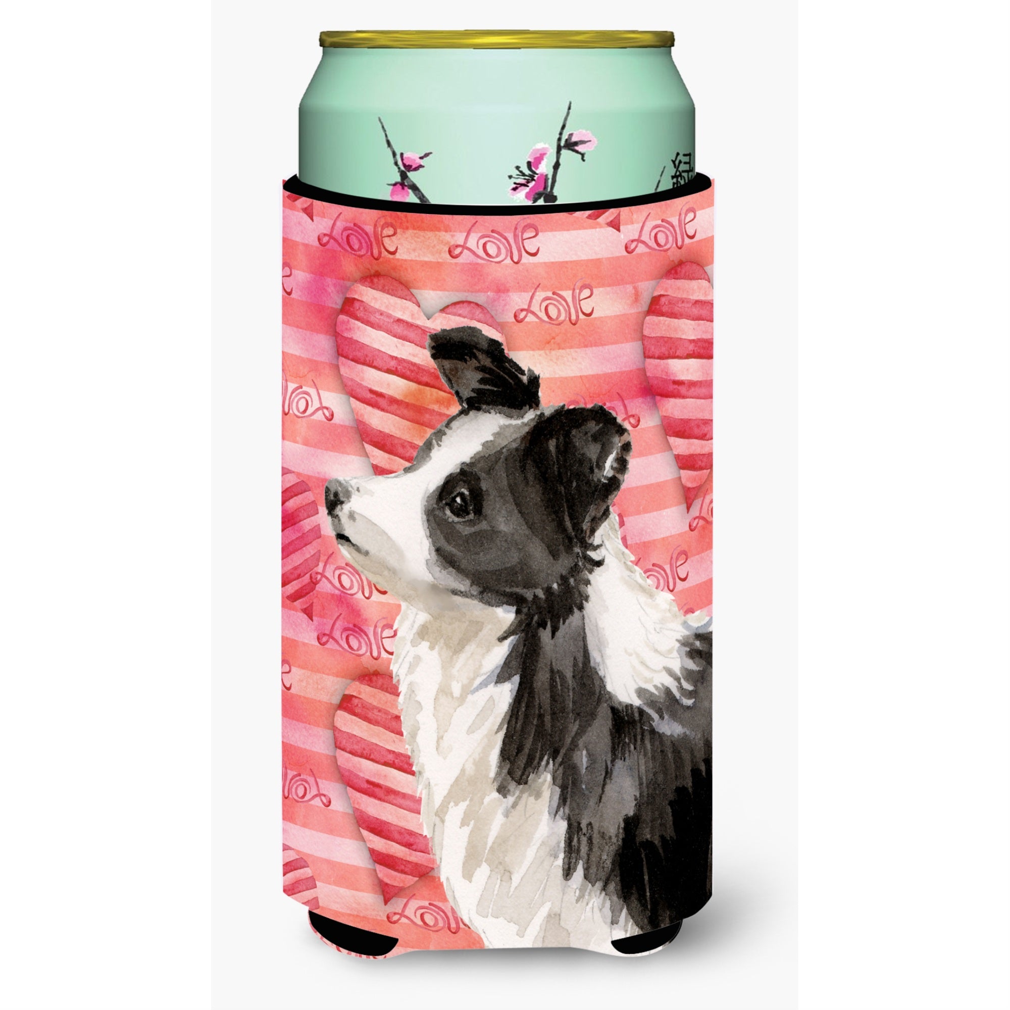 Caroline'S Treasures Border Collie Love Decorative Can Hugger, Tall, Multicolor