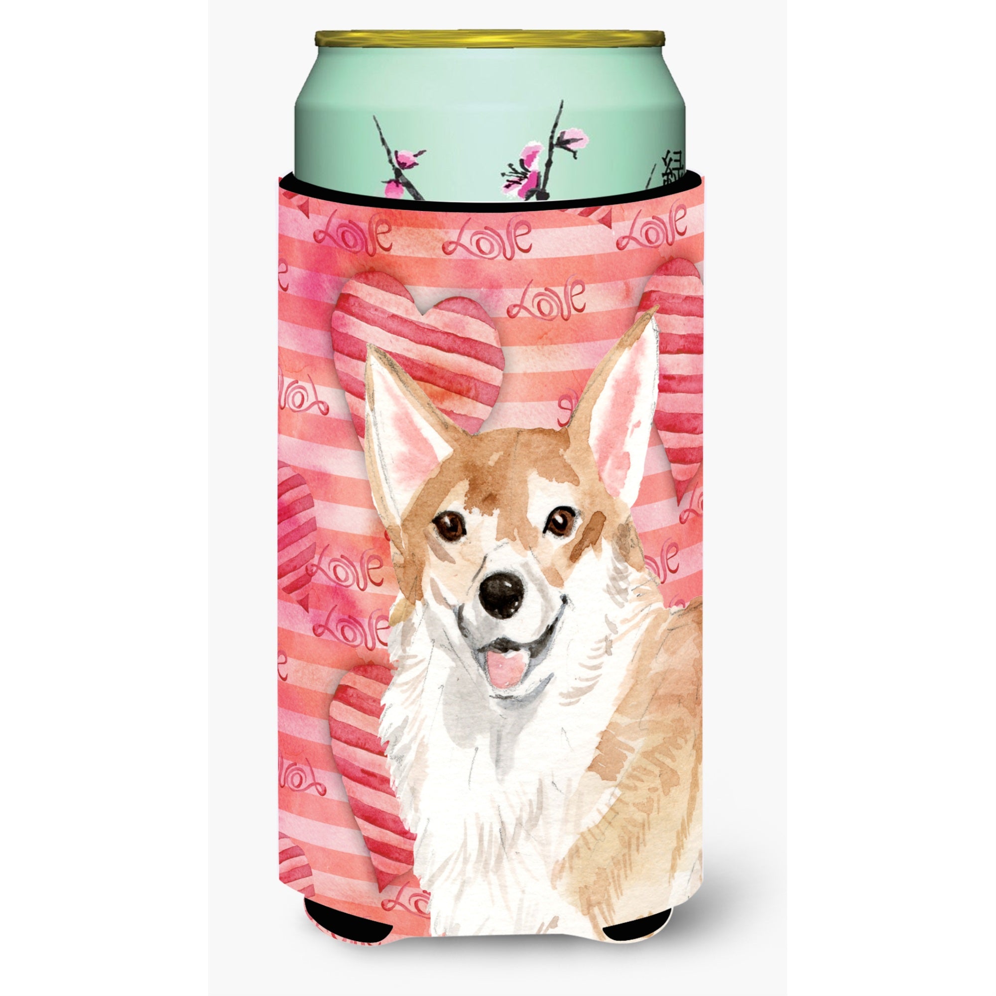 Caroline'S Treasures Corgi Love Decorative Can Hugger, Tall, Multicolor