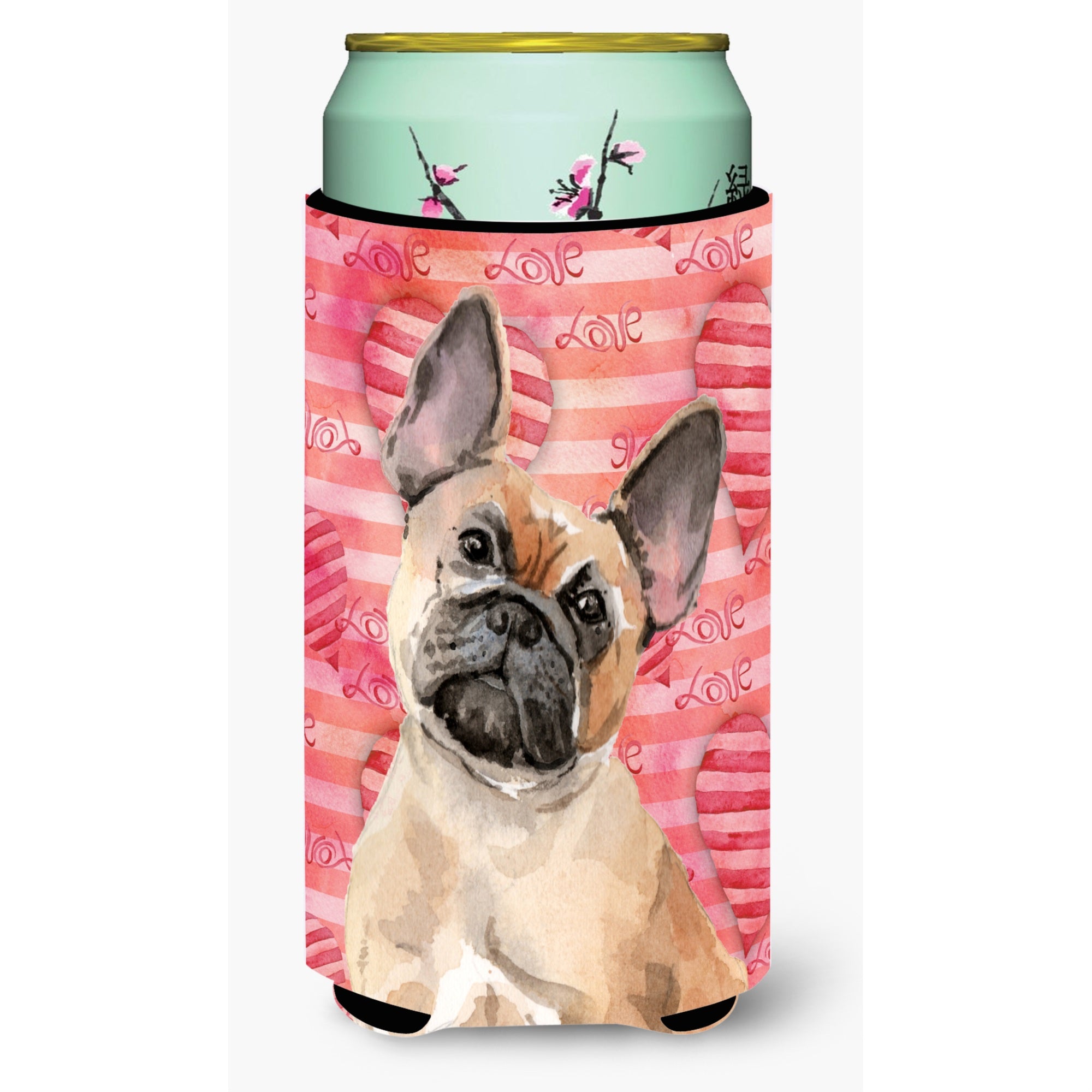 Caroline'S Treasures Fawn French Bulldog Love Decorative Can Hugger, Tall, Multicolor