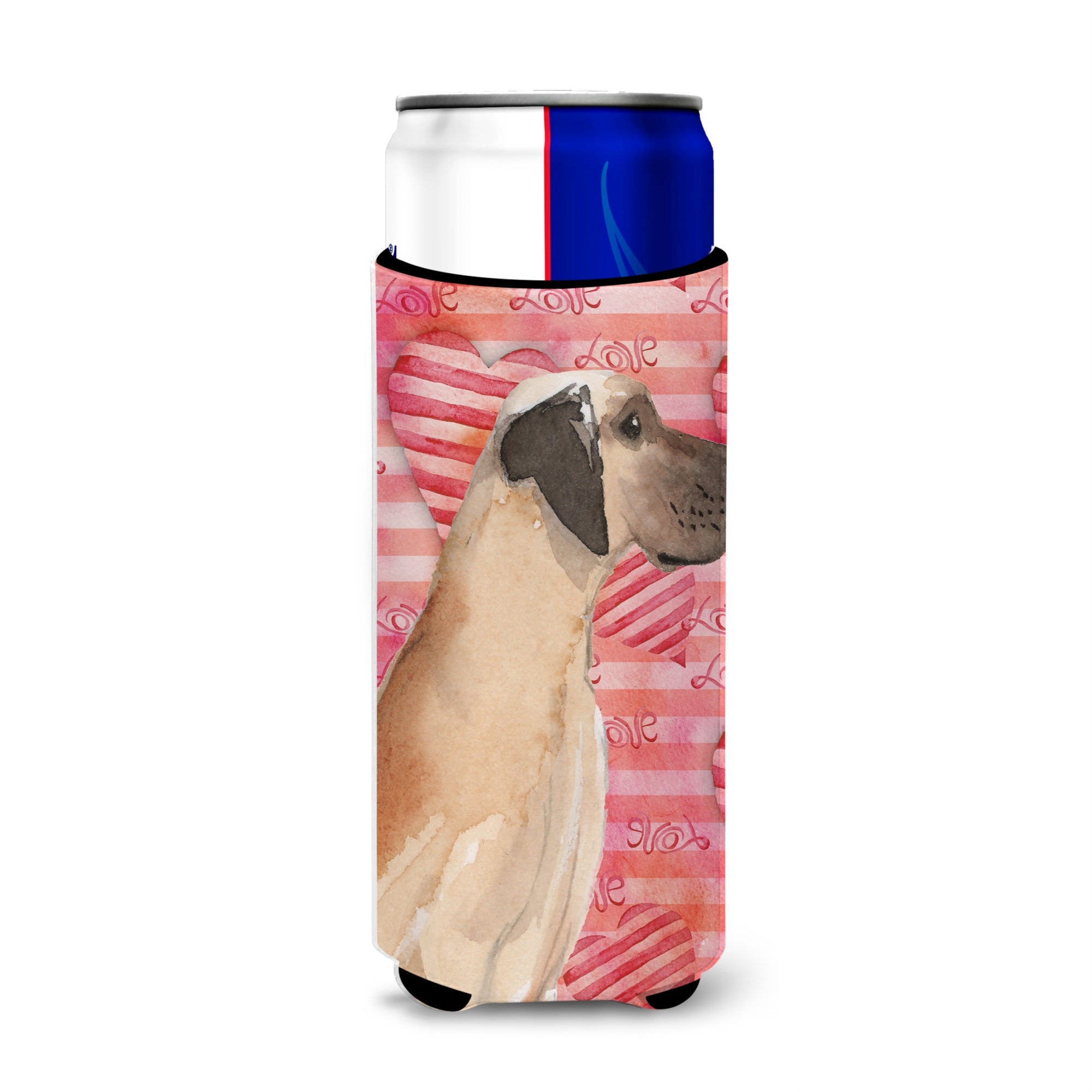 Caroline'S Treasures Fawn Natural Dane Love Decorative Can Hugger, Slim, Multicolor