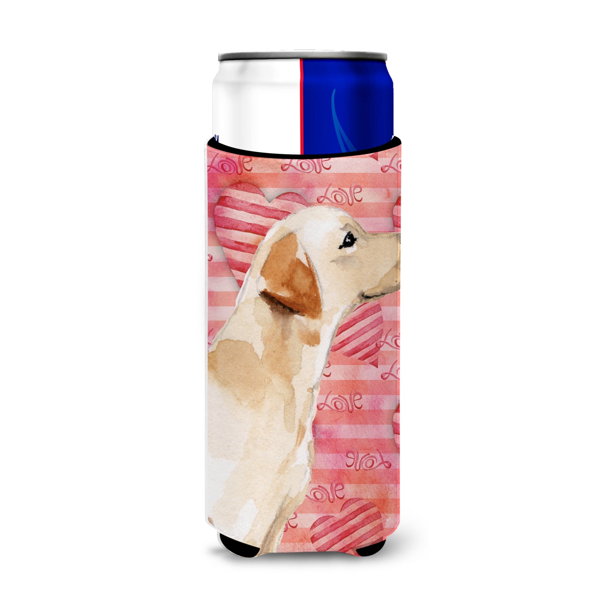 Caroline'S Treasures Yellow Labrador #2 Love Decorative Can Hugger, Slim, Multicolor