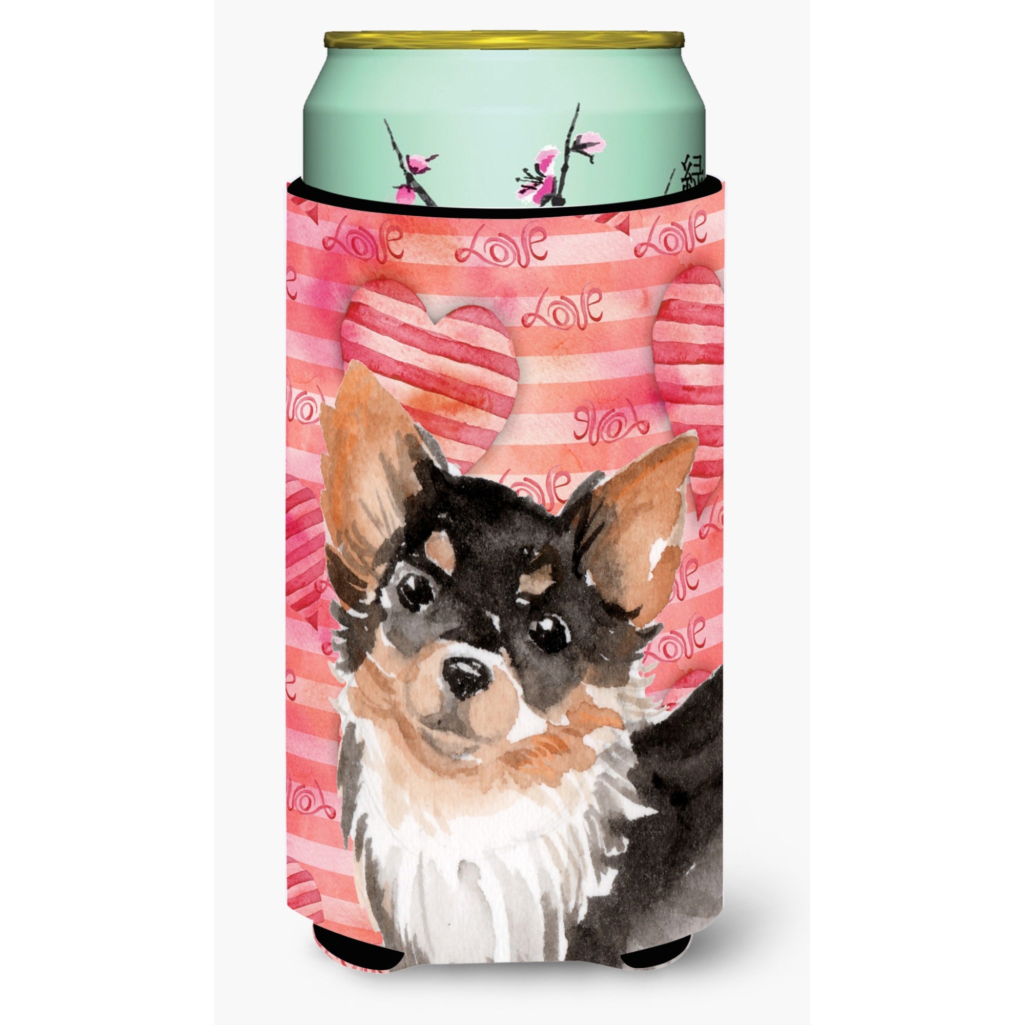 Caroline'S Treasures Long Haired Chihuahua Love Decorative Can Hugger, Tall, Multicolor