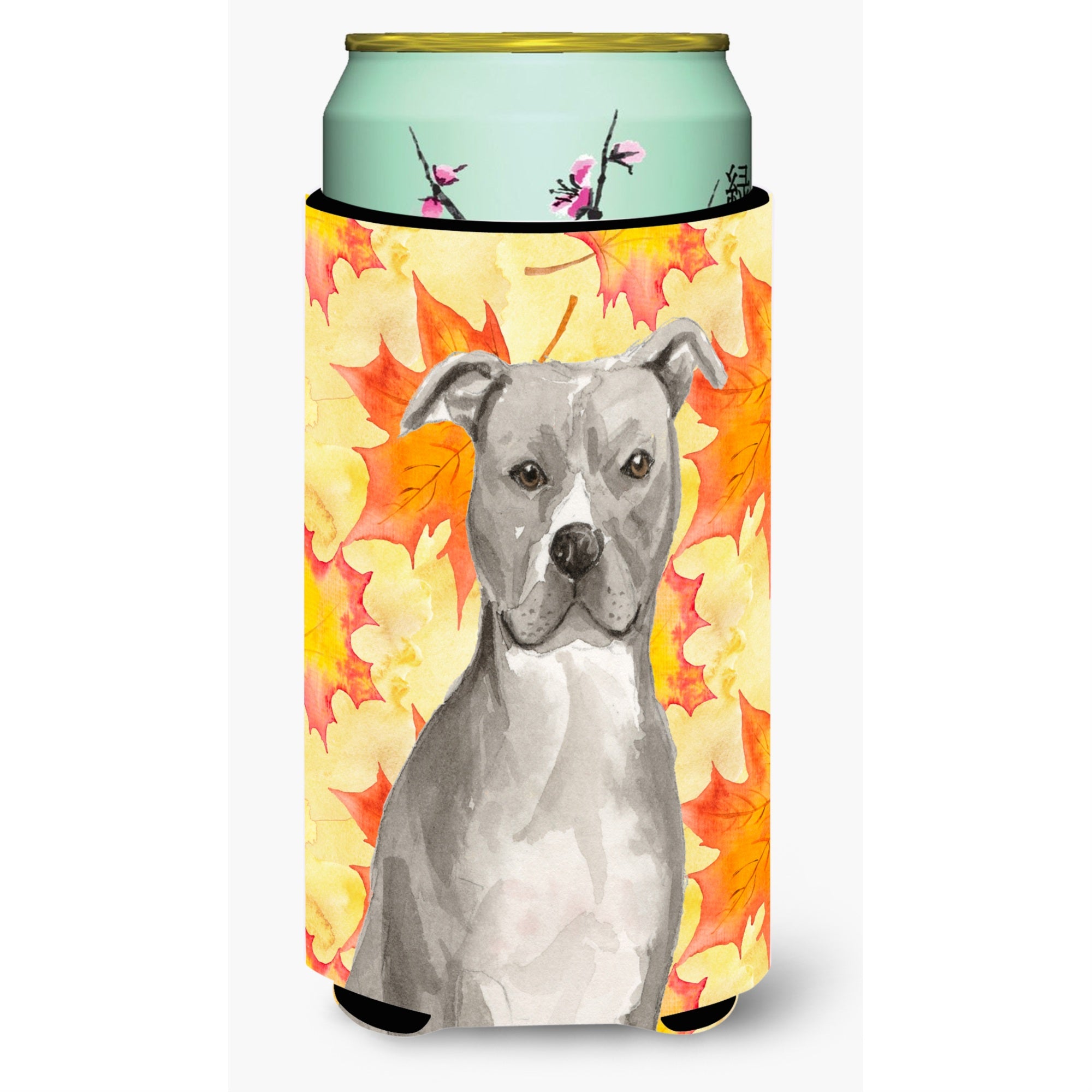 Caroline'S Treasures Staffordshire Bull Terrier Fall Decorative Can Hugger, Tall, Multicolor