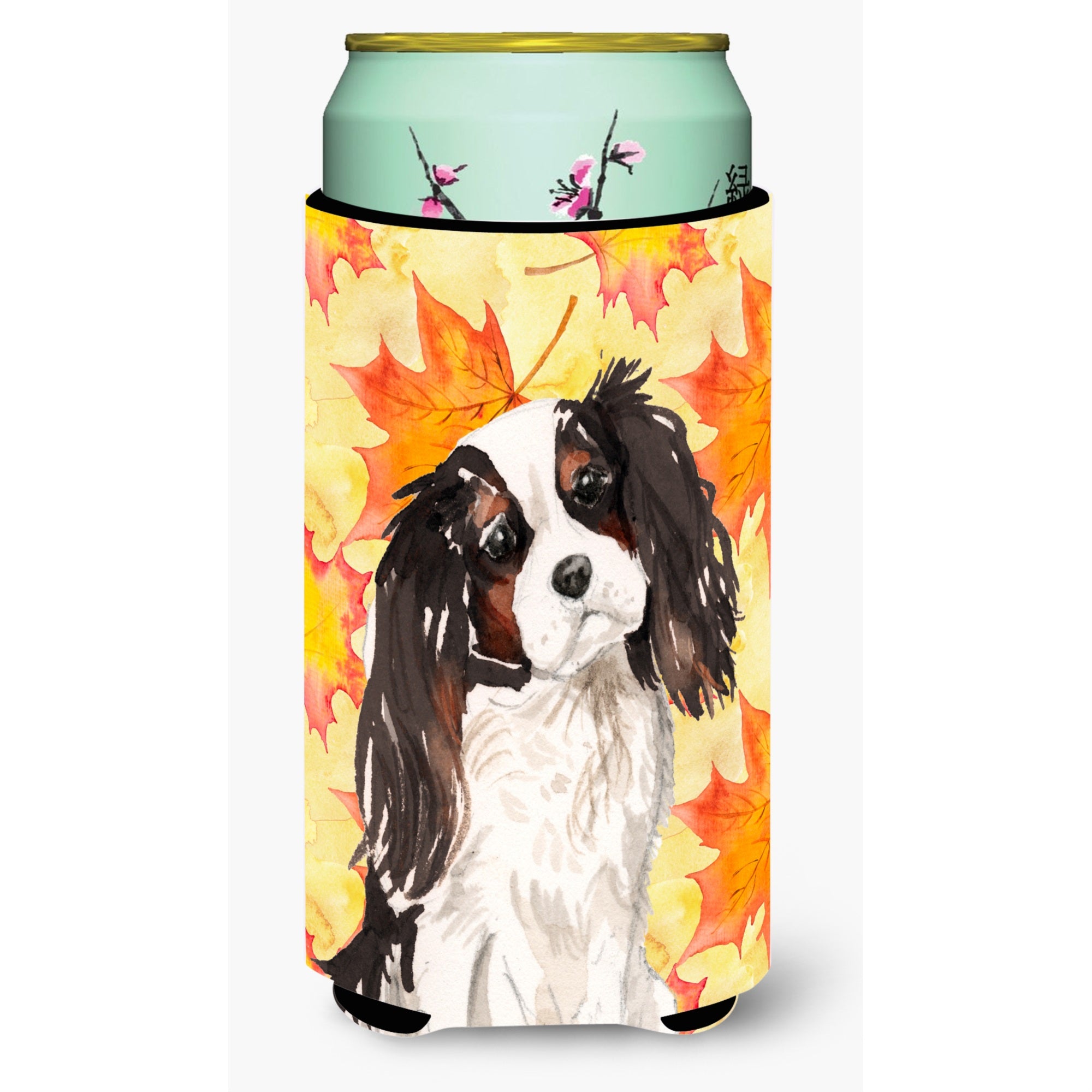 Caroline'S Treasures Tricolor Cavalier Spaniel Fall Decorative Can Hugger, Tall, Multicolor