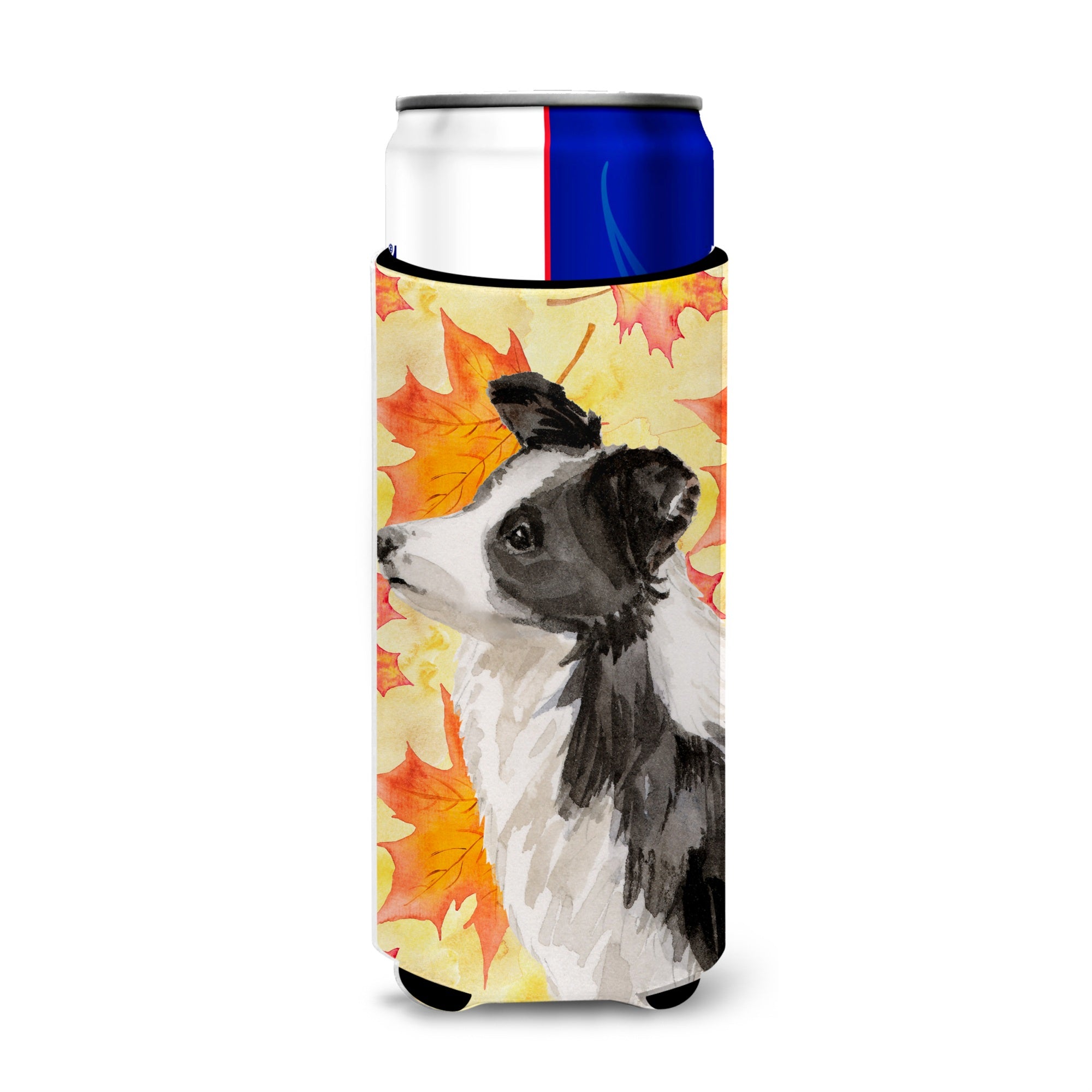 Caroline'S Treasures Border Collie Fall Decorative Can Hugger, Slim, Multicolor