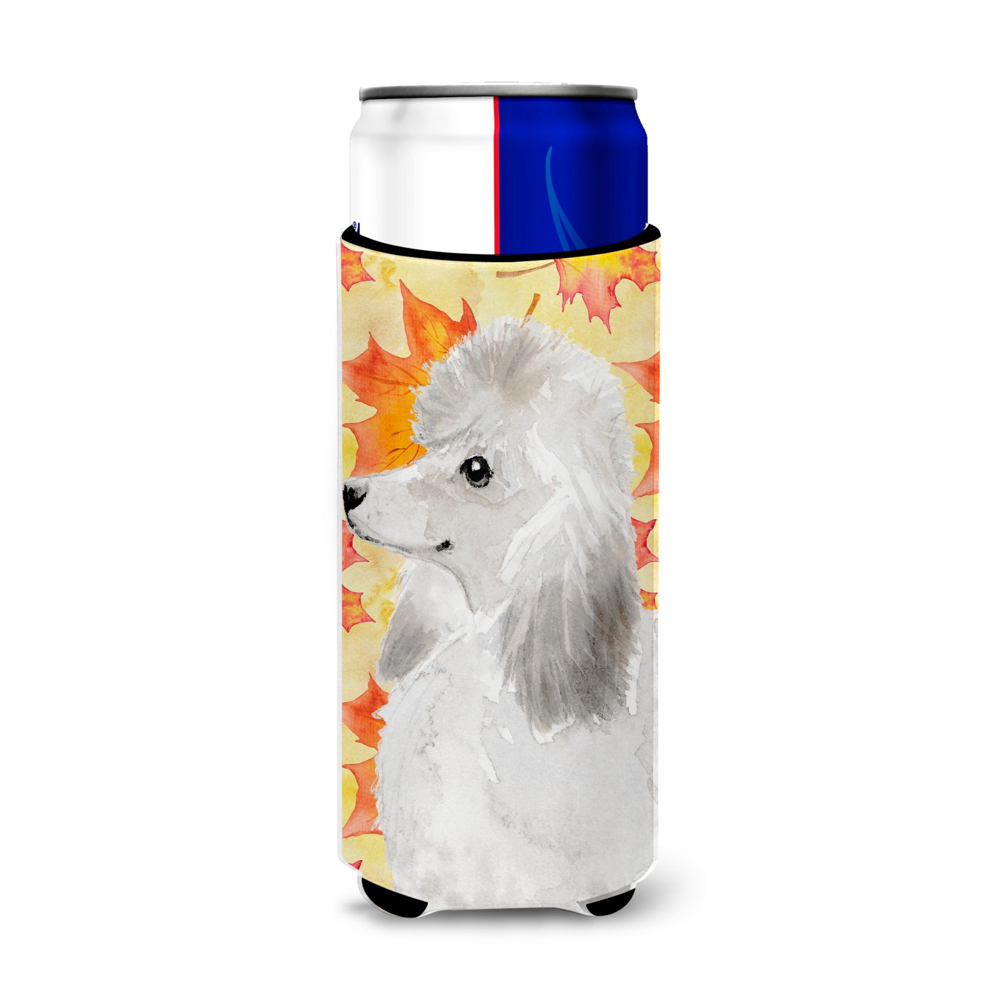 Caroline'S Treasures White Standard Poodle Fall Decorative Can Hugger, Slim, Multicolor