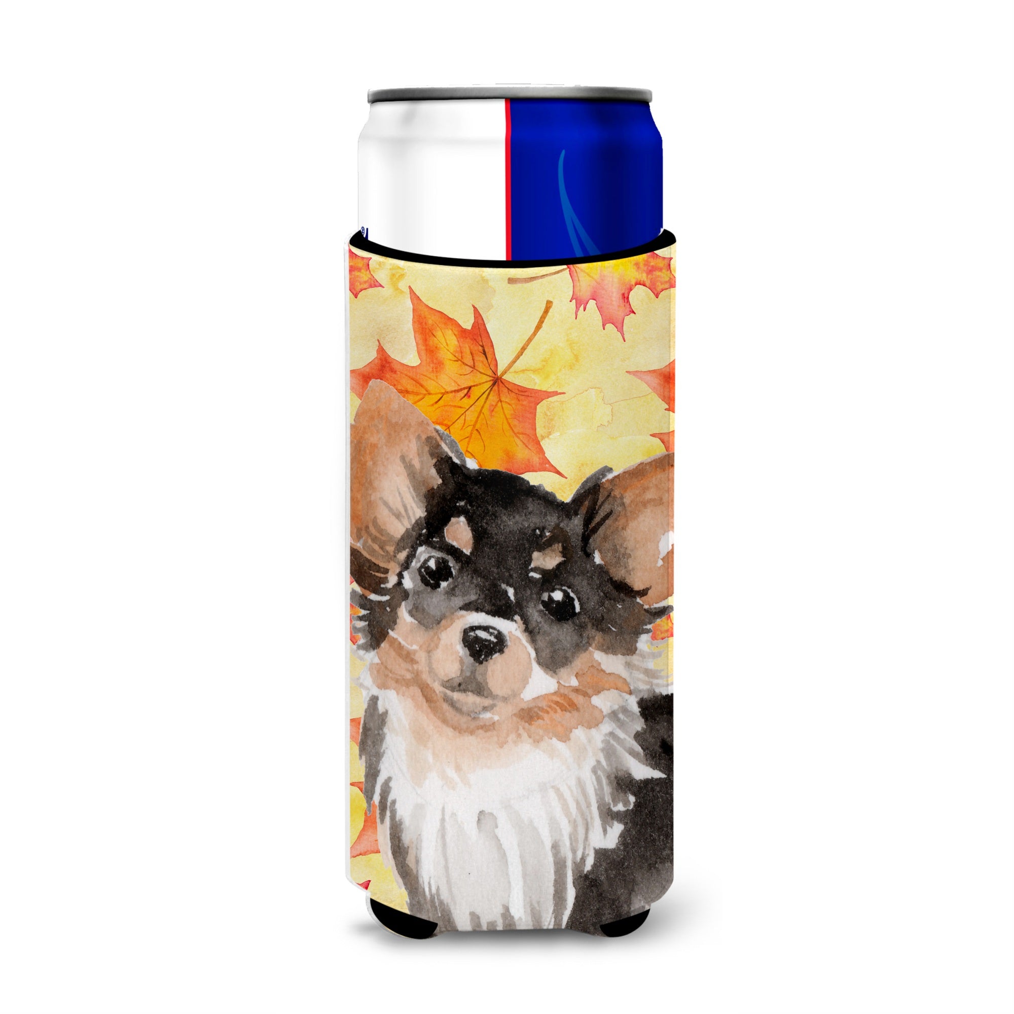 Caroline'S Treasures Long Haired Chihuahua Fall Decorative Can Hugger, Slim, Multicolor