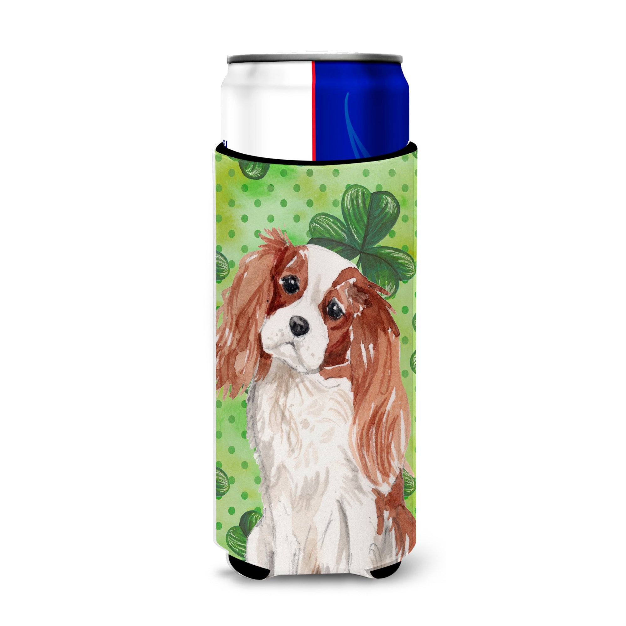 Caroline'S Treasures Blenheim Cavalier Spaniel St. Patrick'S Decorative Can Hugger, Slim, Multicolor