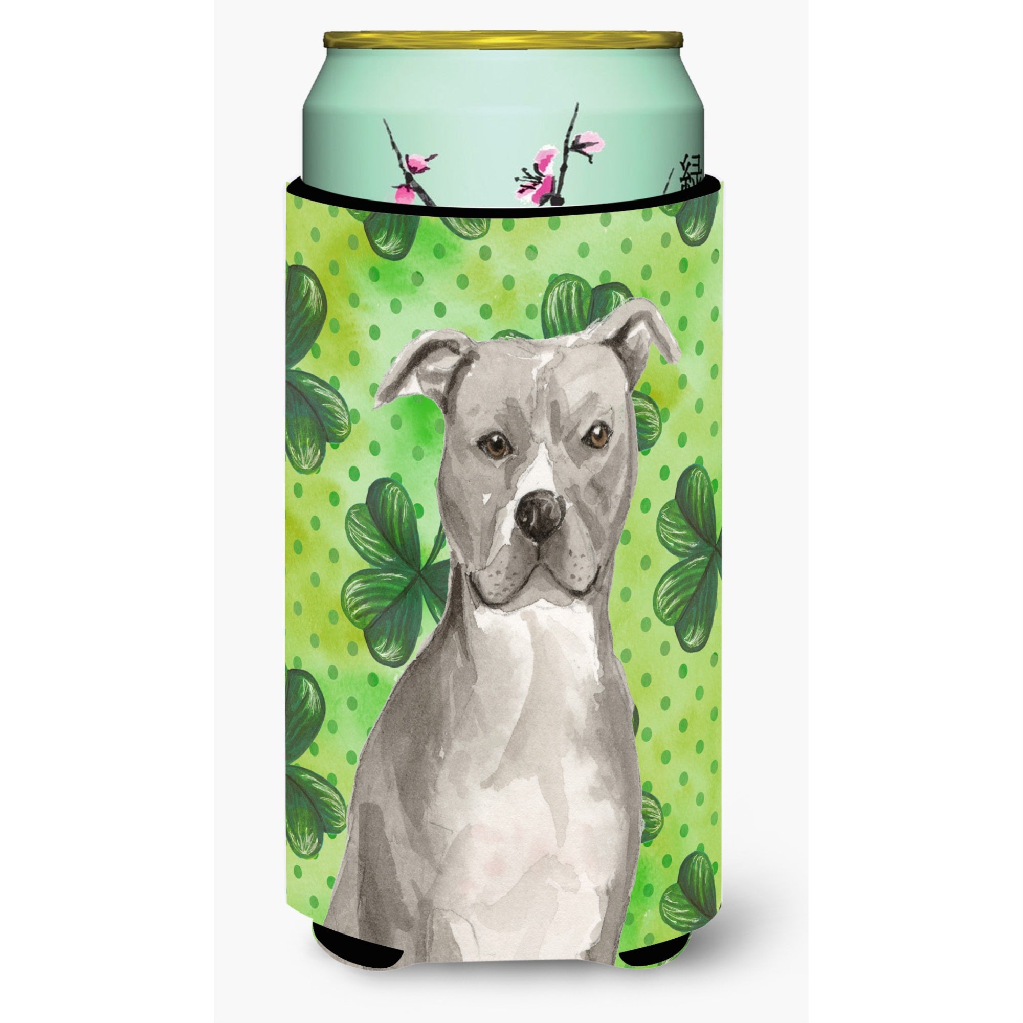 Caroline'S Treasures Staffordshire Bull Terrier St. Patrick'S Decorative Can Hugger, Tall, Multicolor