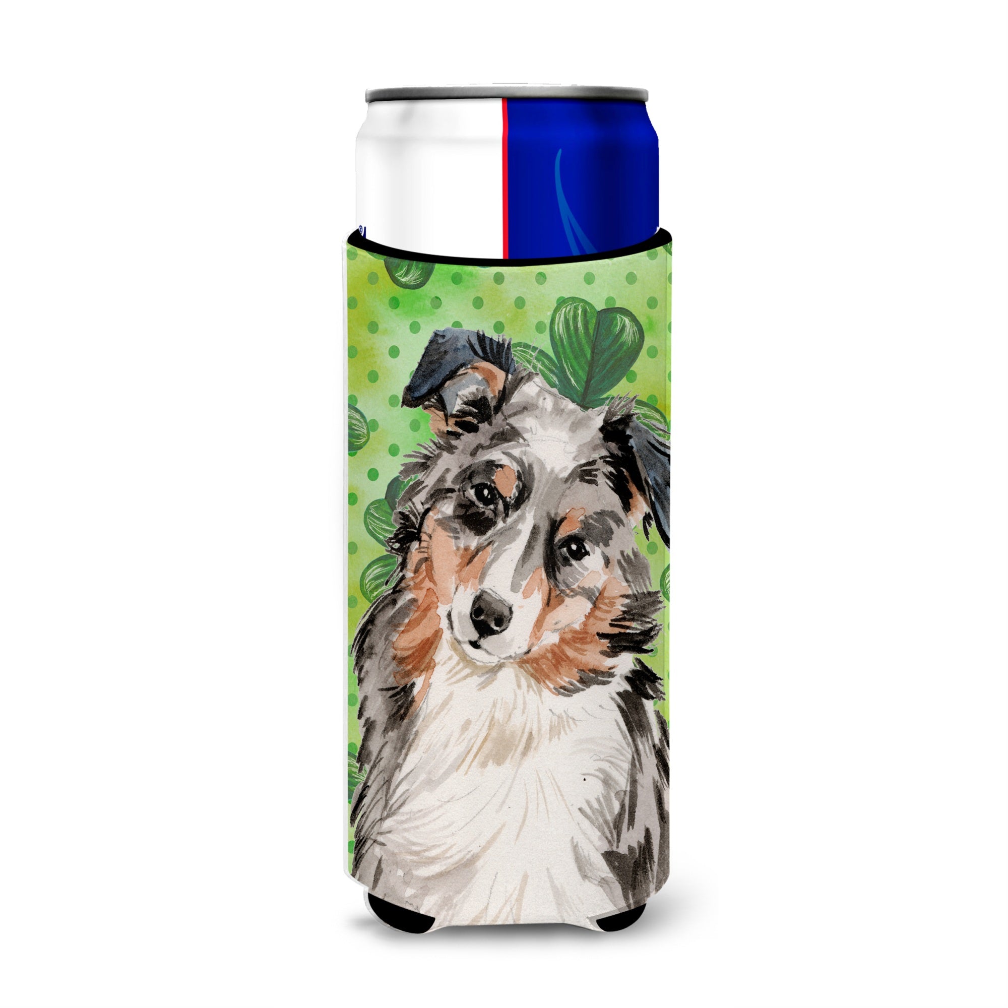 Caroline'S Treasures Australian Shepherd St. Patrick'S Decorative Can Hugger, Slim, Multicolor