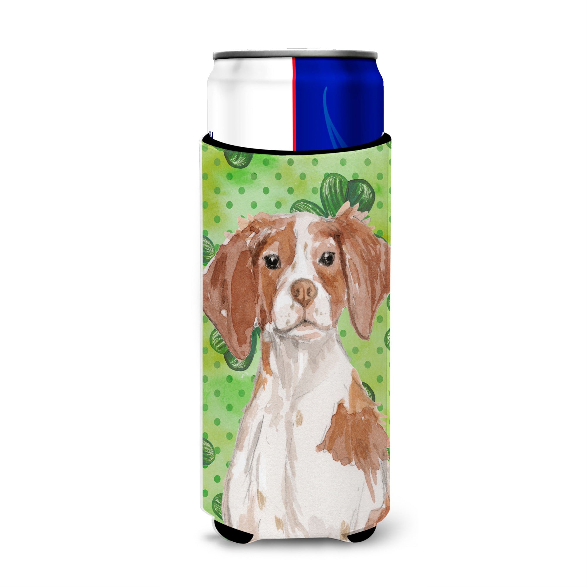 Caroline'S Treasures Brittany Spaniel St. Patrick'S Decorative Can Hugger, Slim, Multicolor