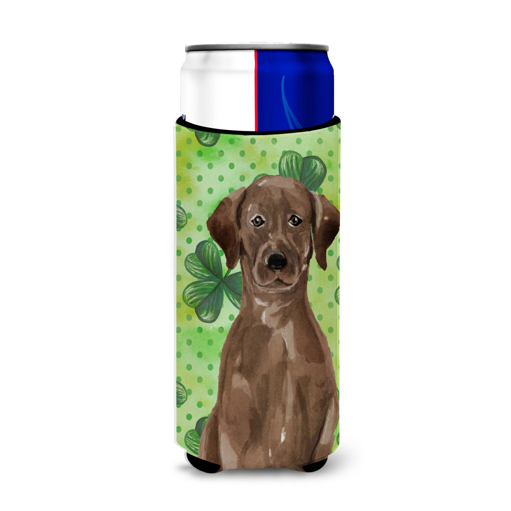 Caroline'S Treasures Chocolate Labrador St. Patrick'S Decorative Can Hugger, Slim, Multicolor