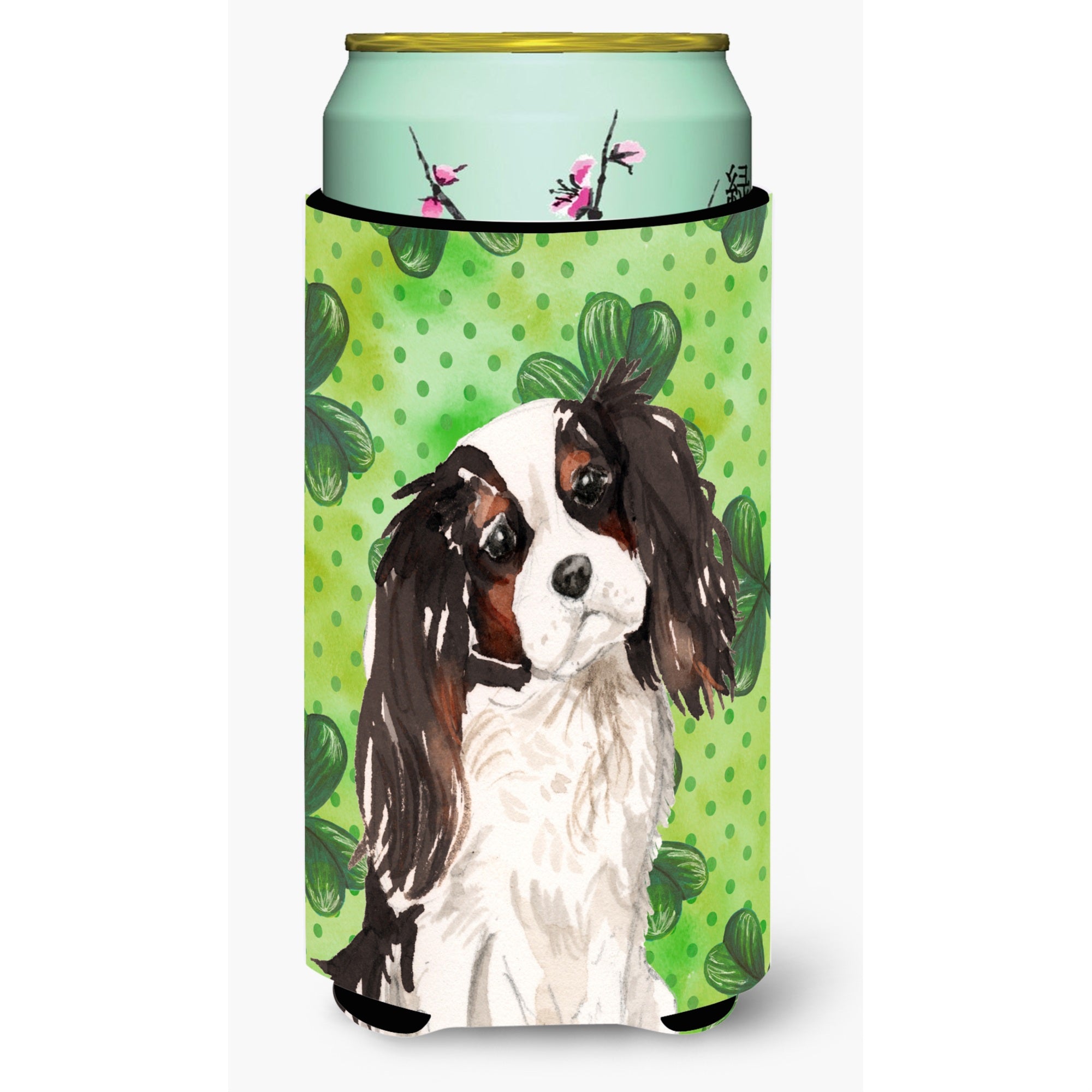 Caroline'S Treasures Tricolor Cavalier Spaniel St. Patrick'S Decorative Can Hugger, Tall, Multicolor