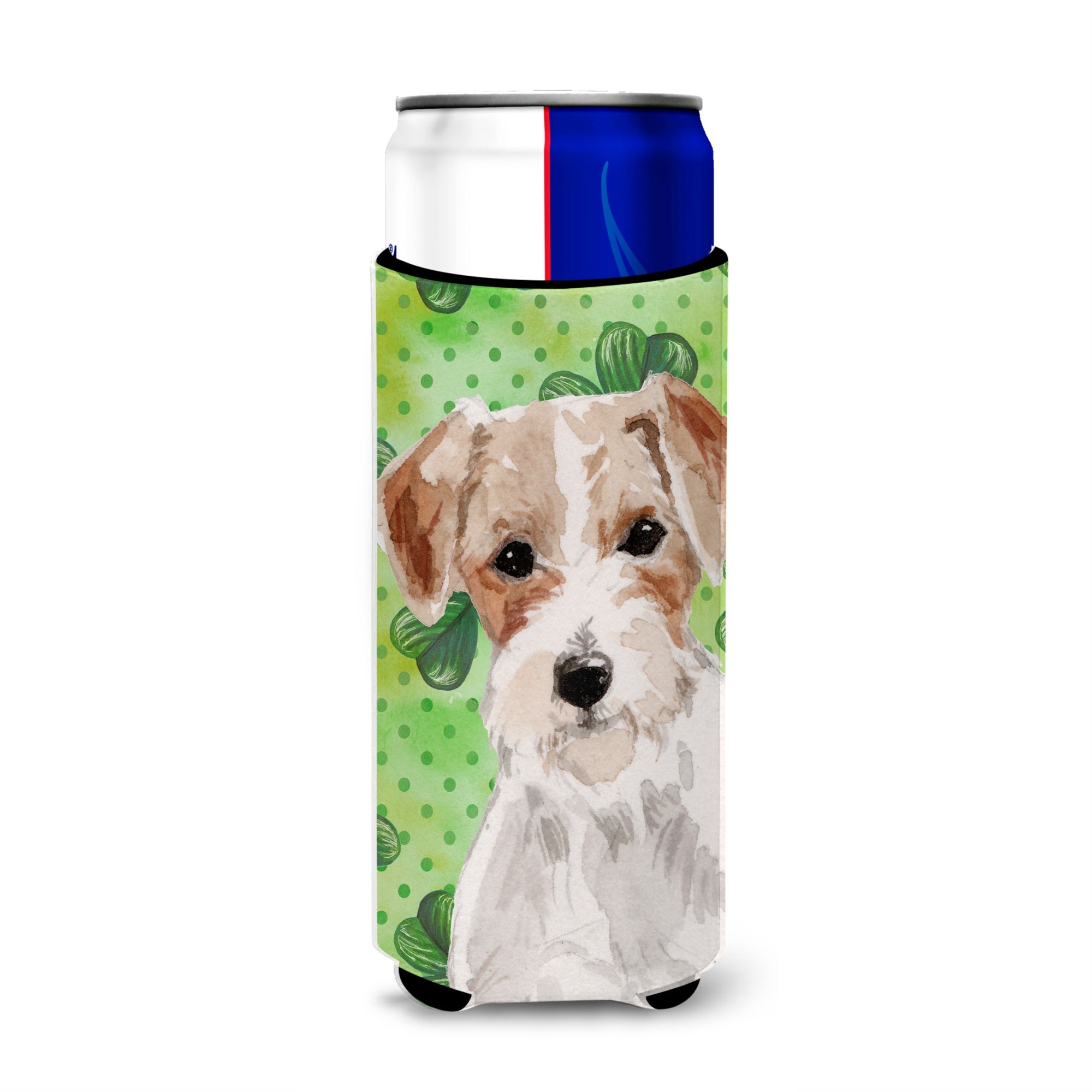 Caroline'S Treasures Wire Hair Jack Russell St. Patrick'S Decorative Can Hugger, Slim, Multicolor