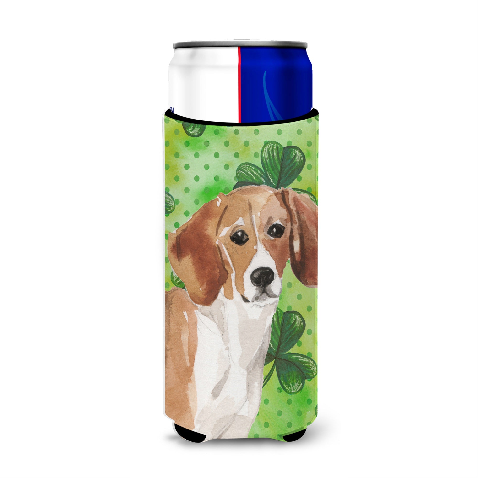 Caroline'S Treasures Beagle St. Patrick'S Decorative Can Hugger, Slim, Multicolor
