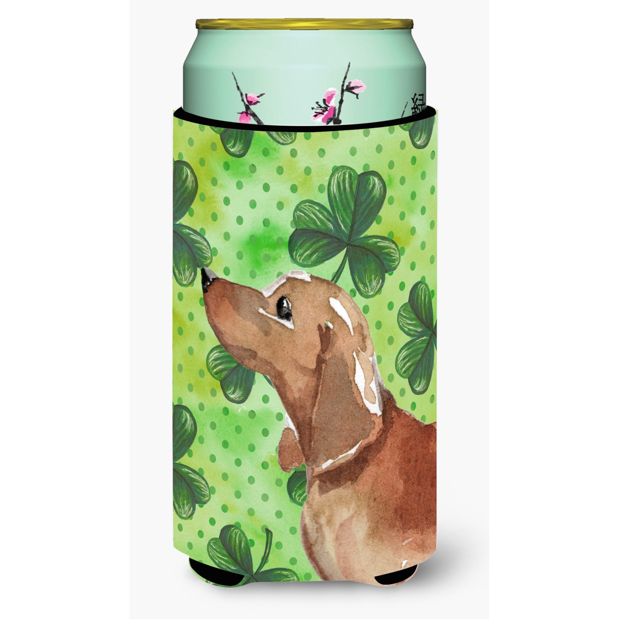 Caroline'S Treasures Red Tan Dachshund St. Patrick'S Decorative Can Hugger, Tall, Multicolor
