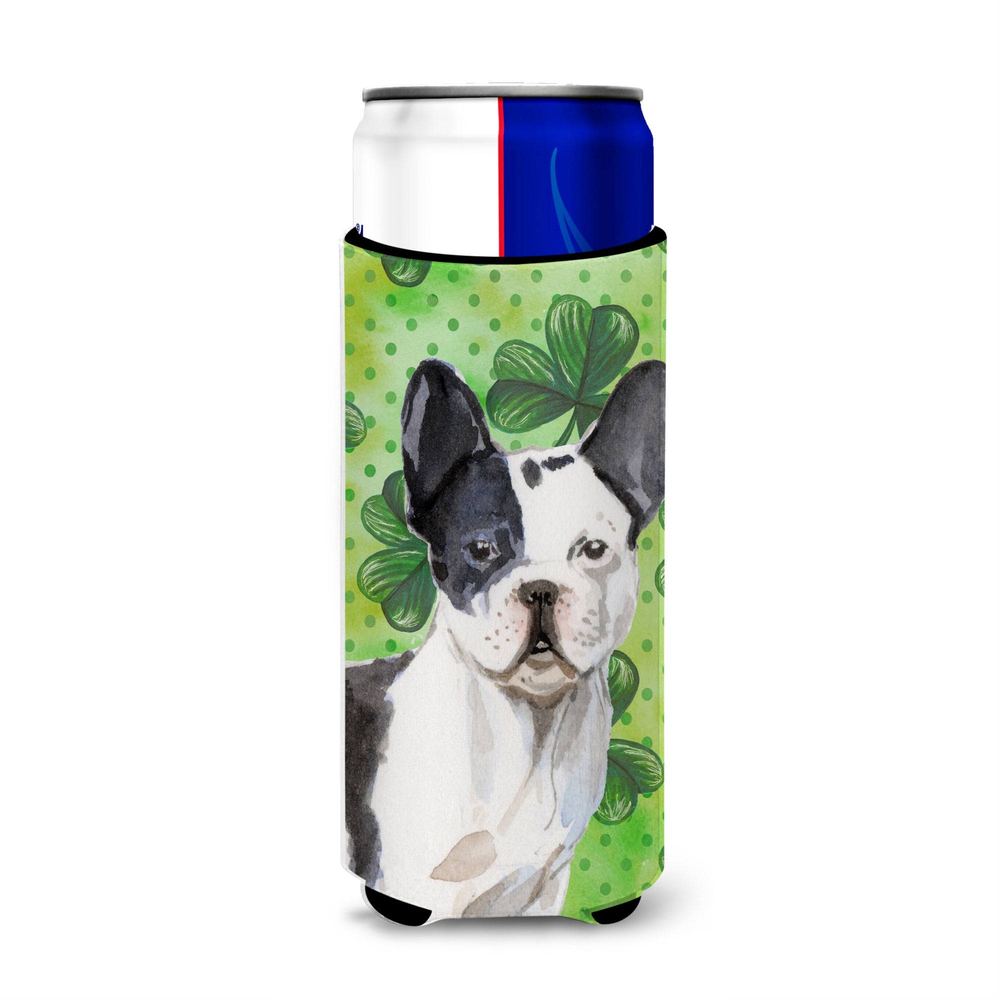 Caroline'S Treasures Black White French Bulldog St. Patrick'S Decorative Can Hugger, Slim, Multicolor