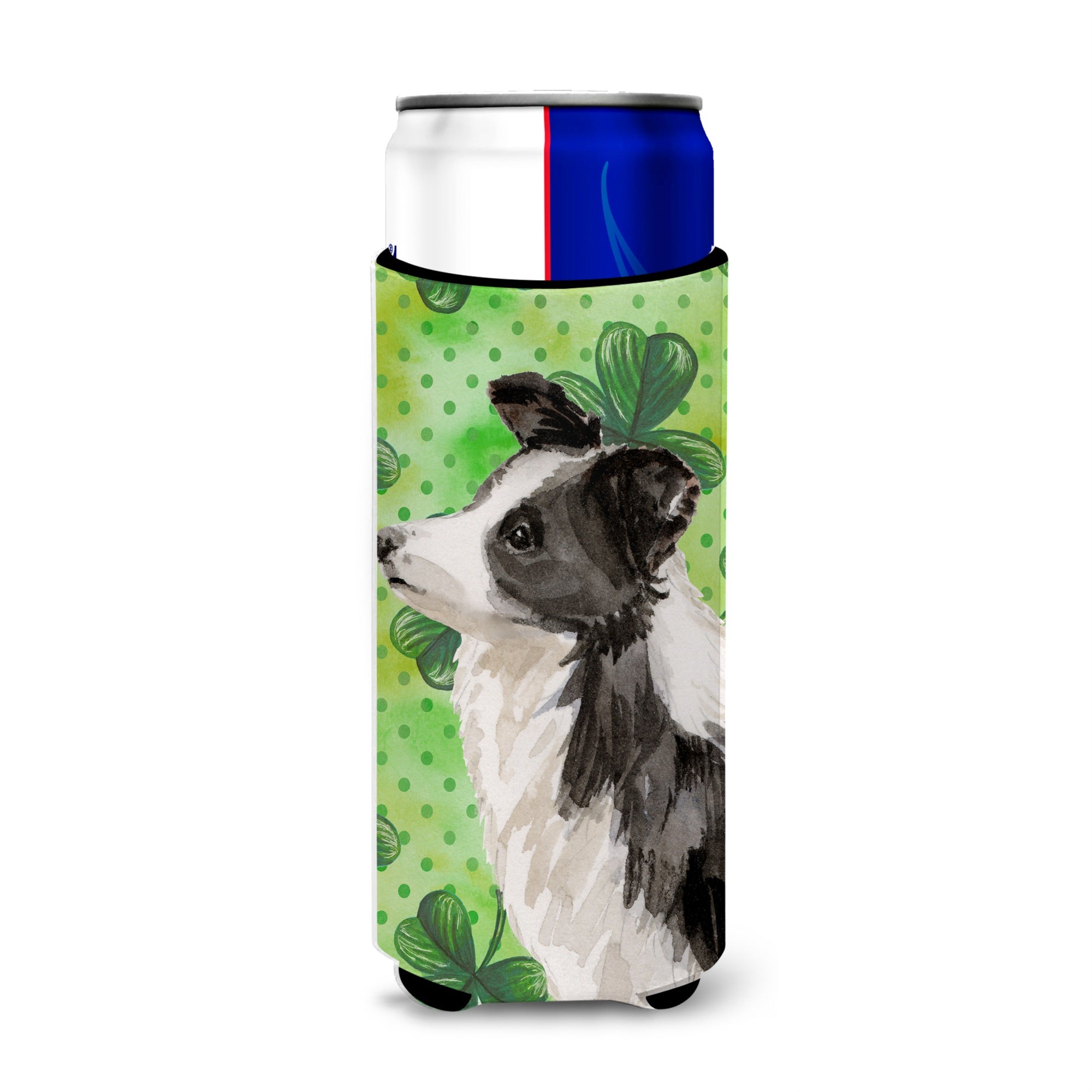Caroline'S Treasures Border Collie St. Patrick'S Decorative Can Hugger, Slim, Multicolor