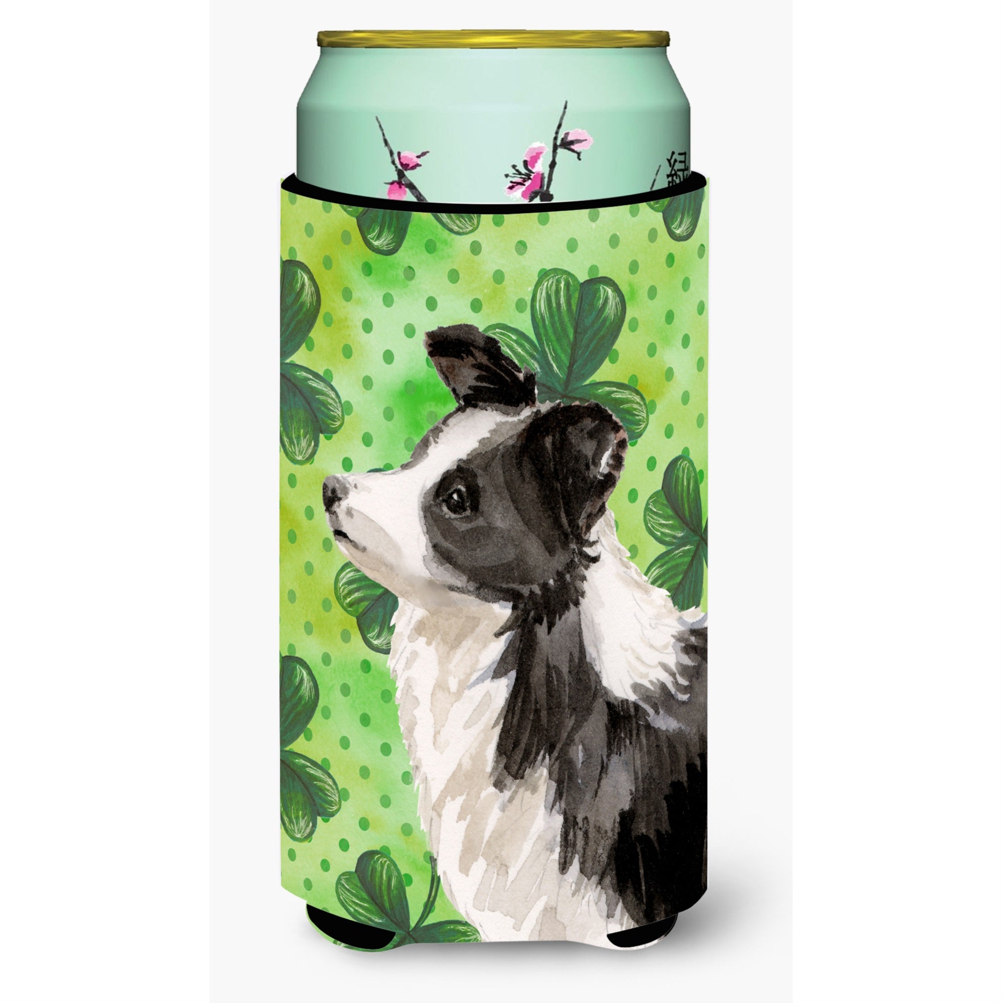 Caroline'S Treasures Border Collie St. Patrick'S Decorative Can Hugger, Tall, Multicolor