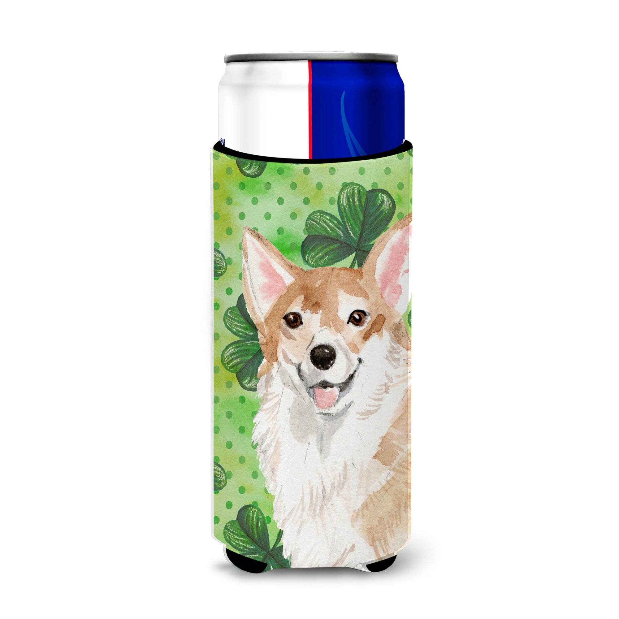 Caroline'S Treasures Corgi St. Patrick'S Decorative Can Hugger, Slim, Multicolor