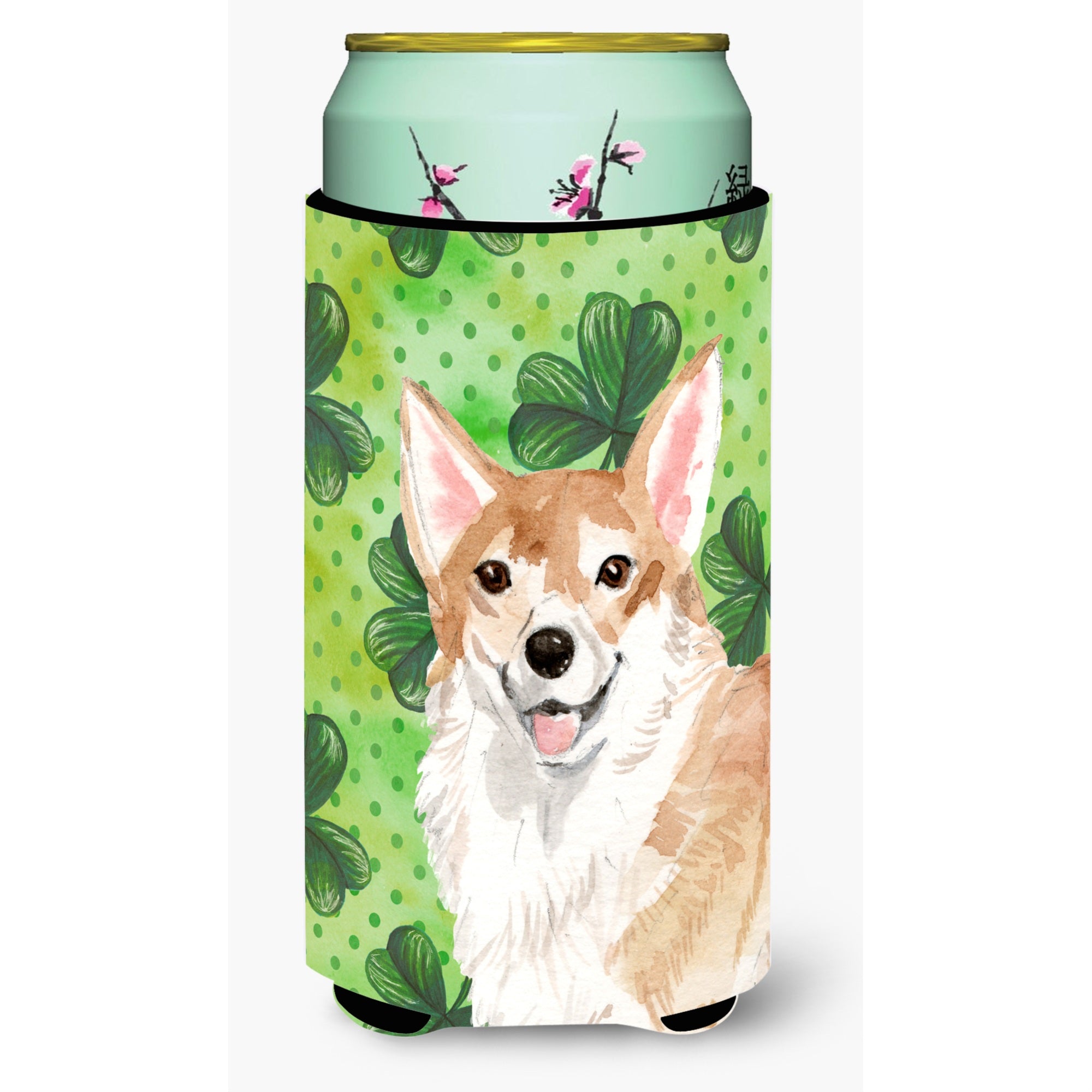 Caroline'S Treasures Corgi St. Patrick'S Decorative Can Hugger, Tall, Multicolor
