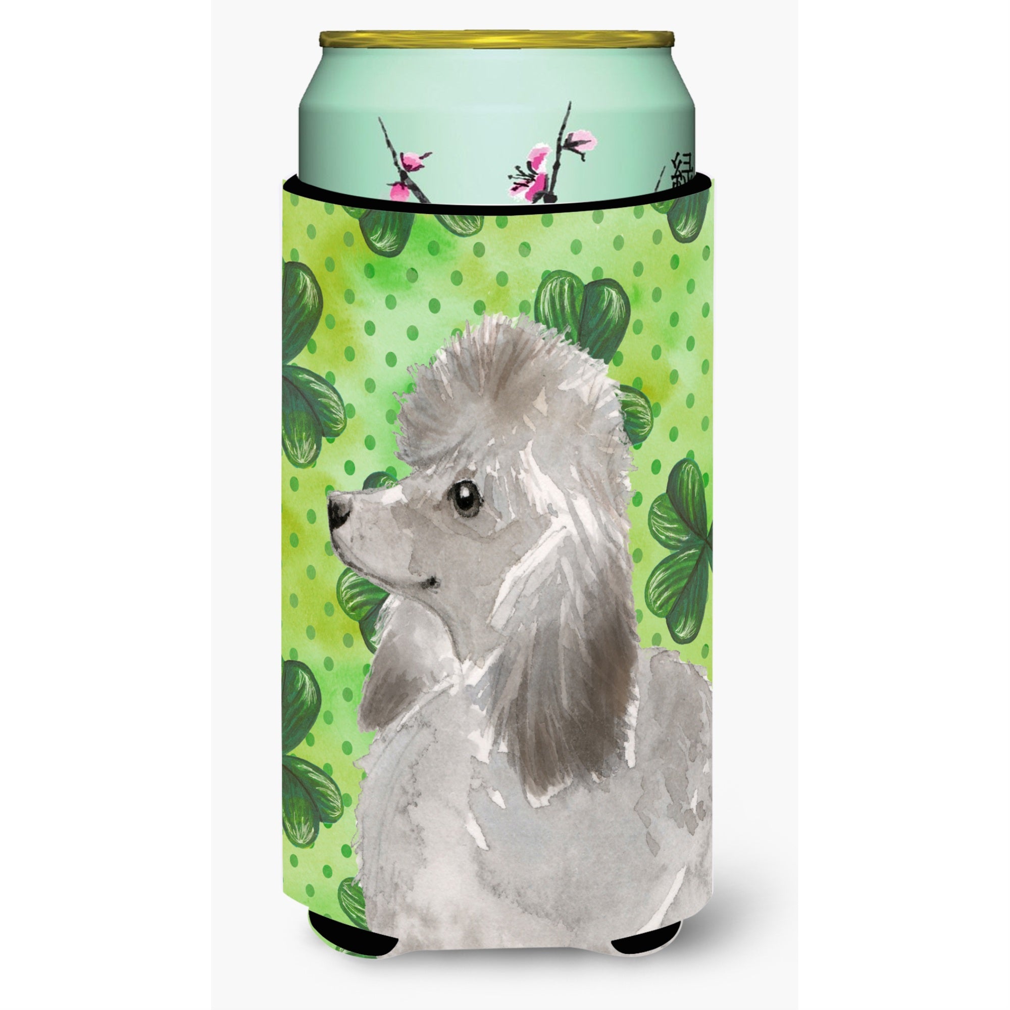 Caroline'S Treasures Grey Standard Poodle St. Patrick'S Decorative Can Hugger, Tall, Multicolor