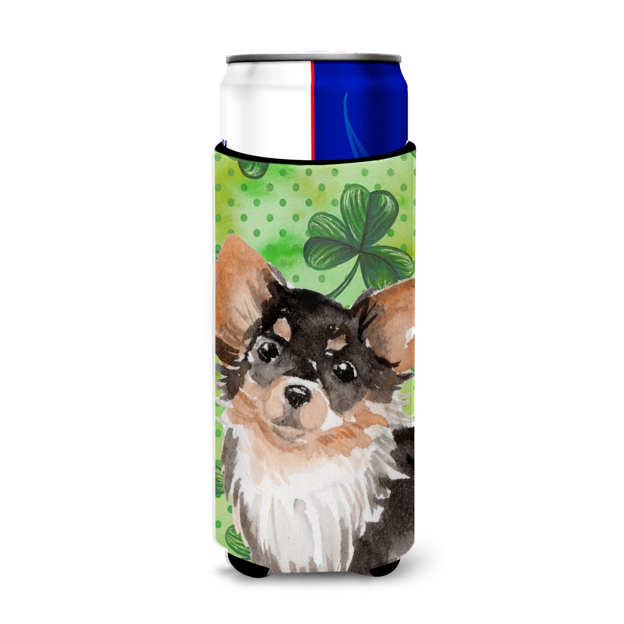 Caroline'S Treasures Long Haired Chihuahua St. Patrick'S Decorative Can Hugger, Slim, Multicolor