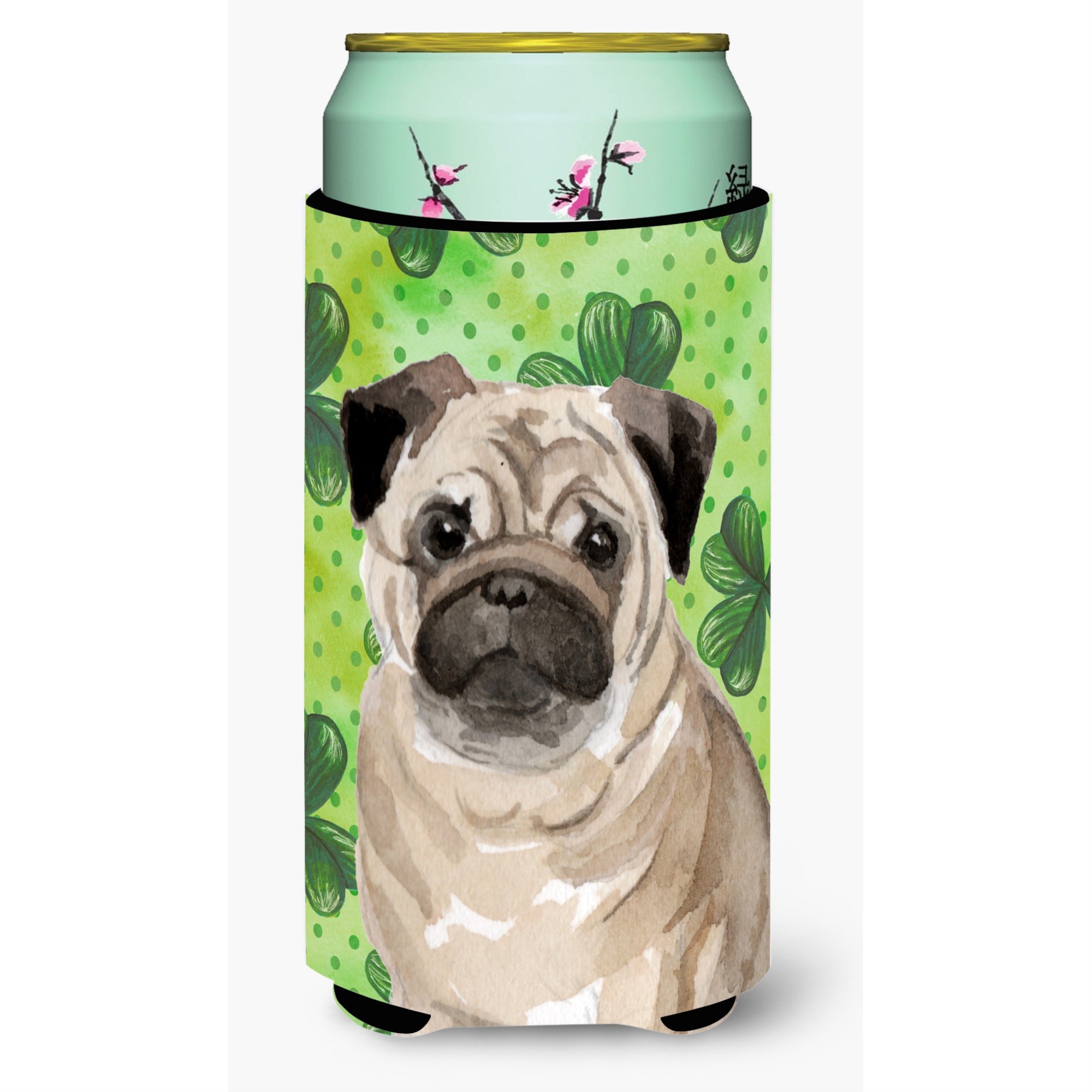Caroline'S Treasures Fawn Pug St. Patrick'S Decorative Can Hugger, Tall, Multicolor
