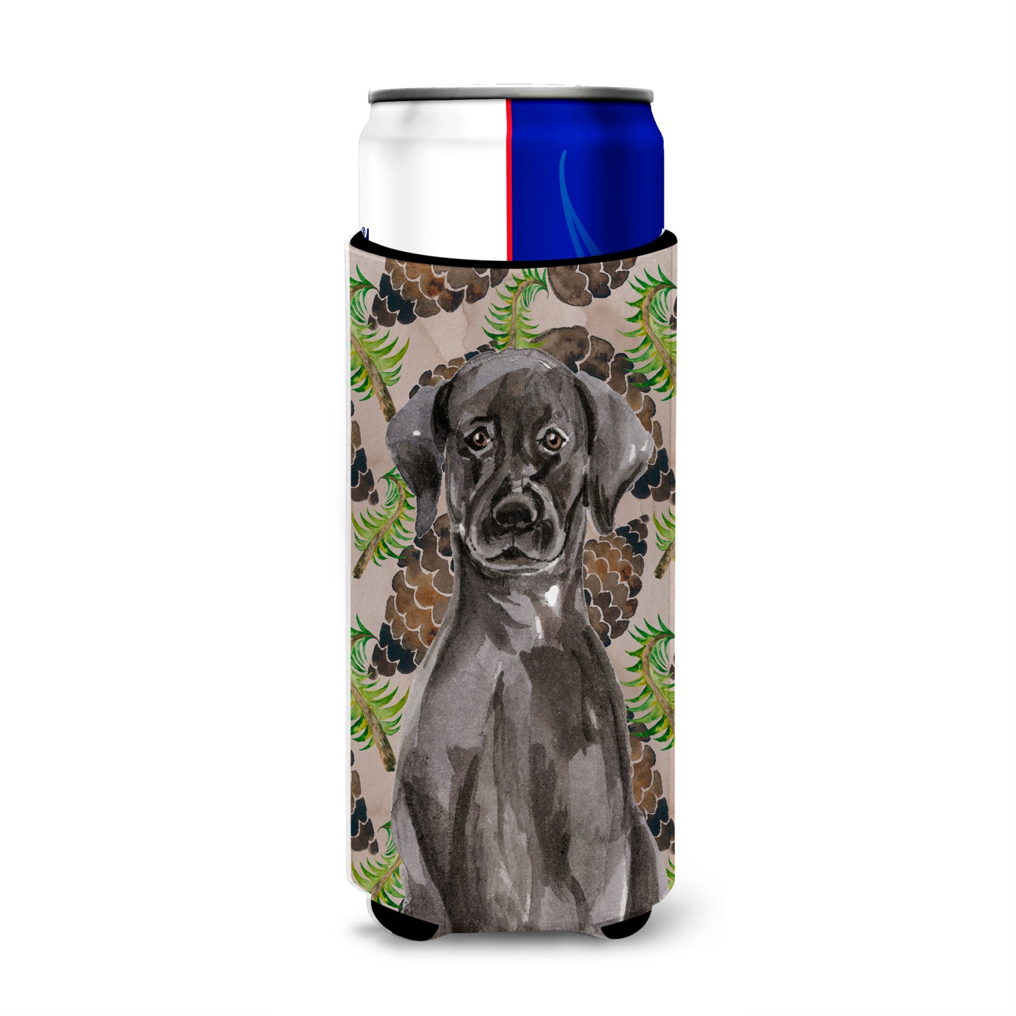 Caroline'S Treasures Black Labrador Pine Cones Decorative Can Hugger, Slim, Multicolor