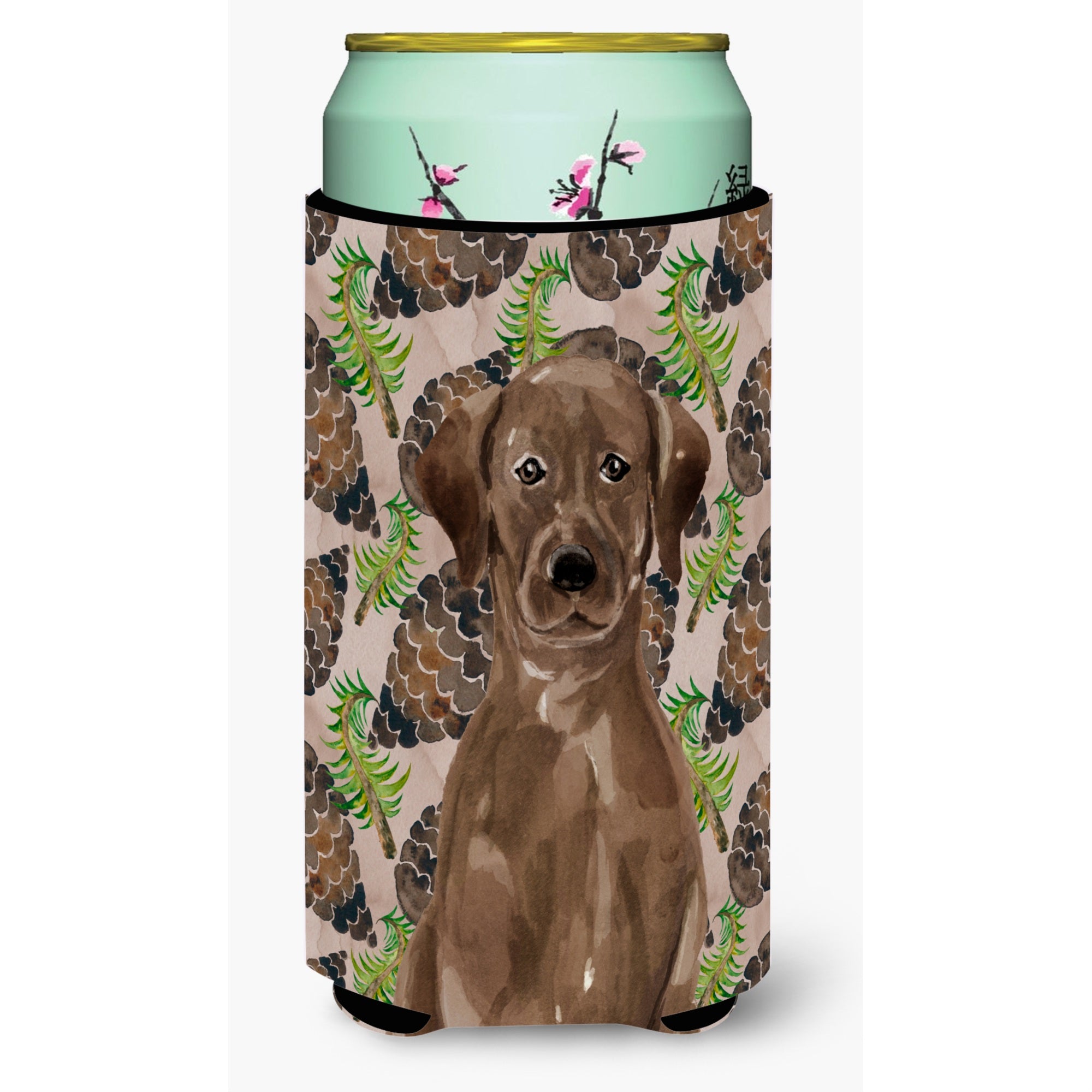 Caroline'S Treasures Chocolate Labrador Pine Cones Decorative Can Hugger, Tall, Multicolor