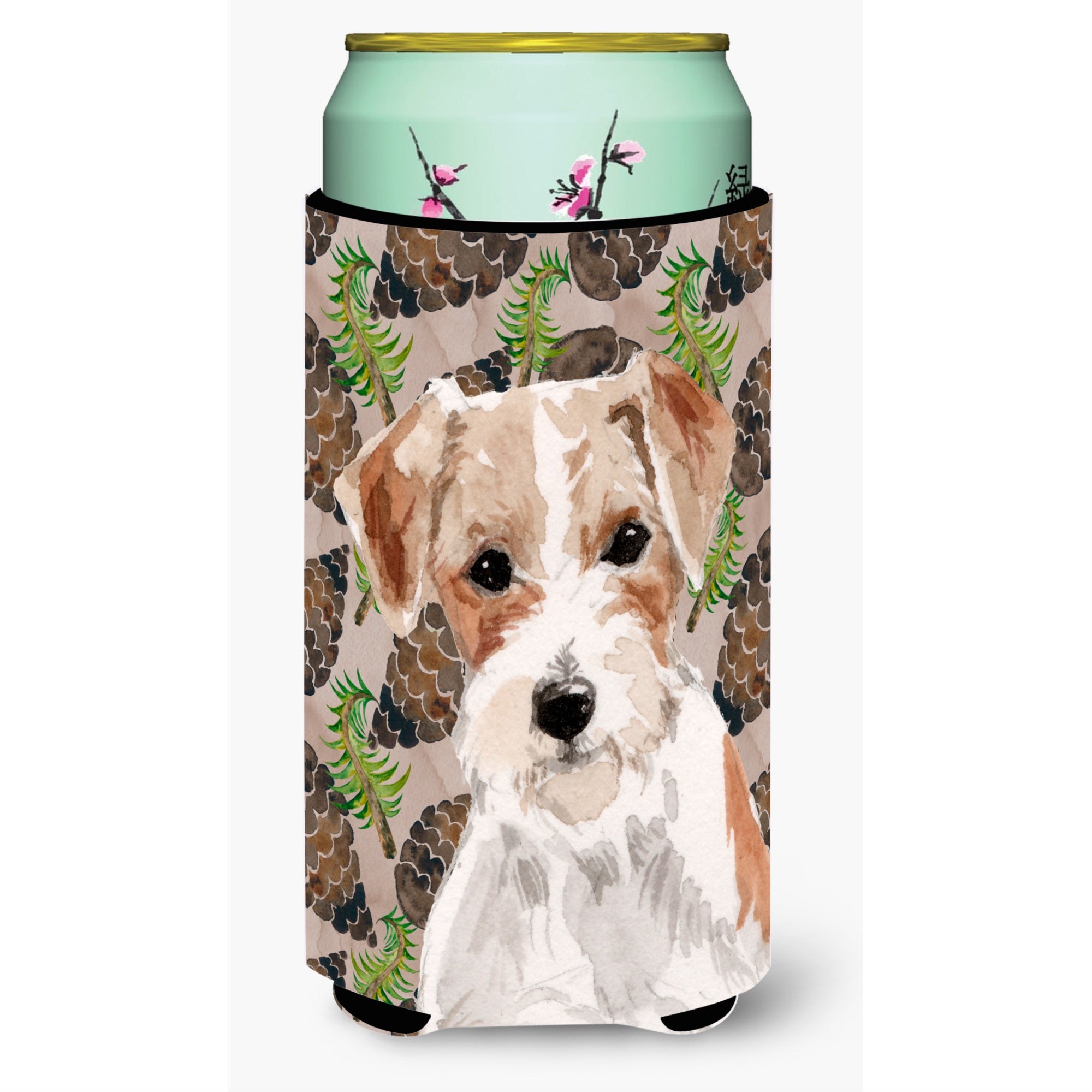 Caroline'S Treasures Wire Hair Jack Russell Pine Cones Decorative Can Hugger, Tall, Multicolor
