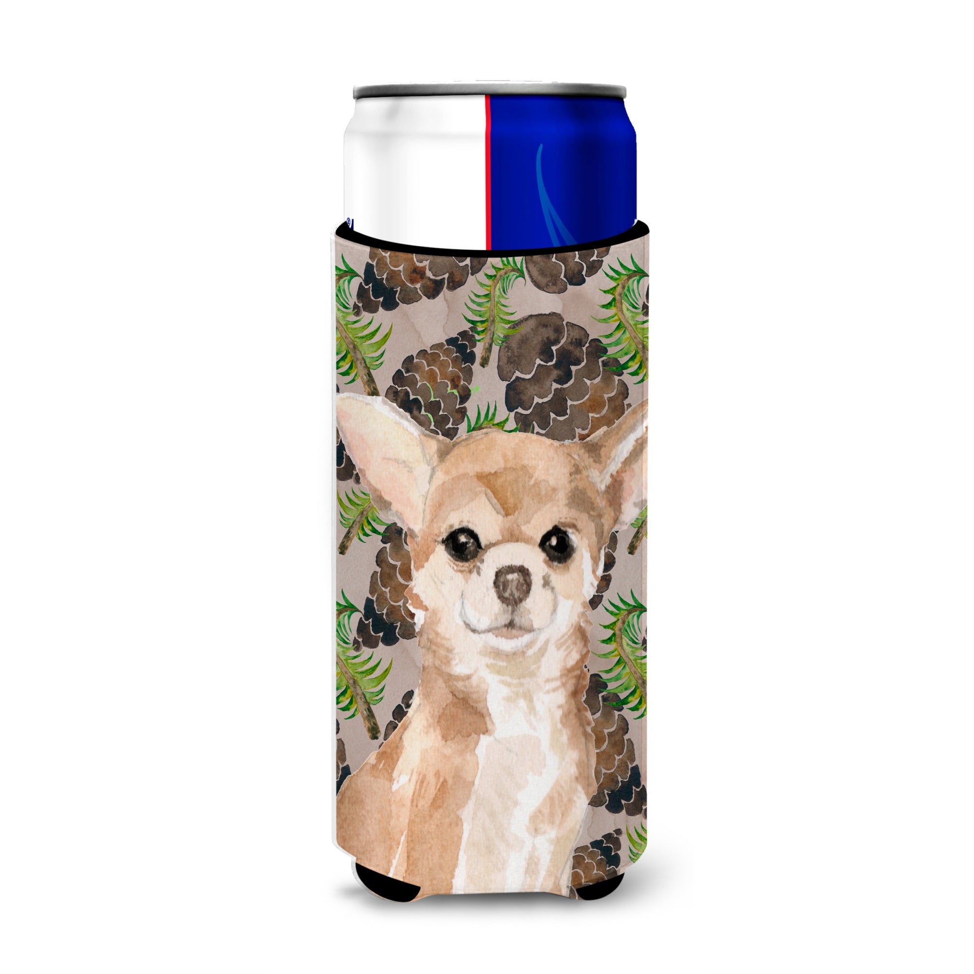 Caroline'S Treasures Chihuahua Pine Cones Decorative Can Hugger, Slim, Multicolor