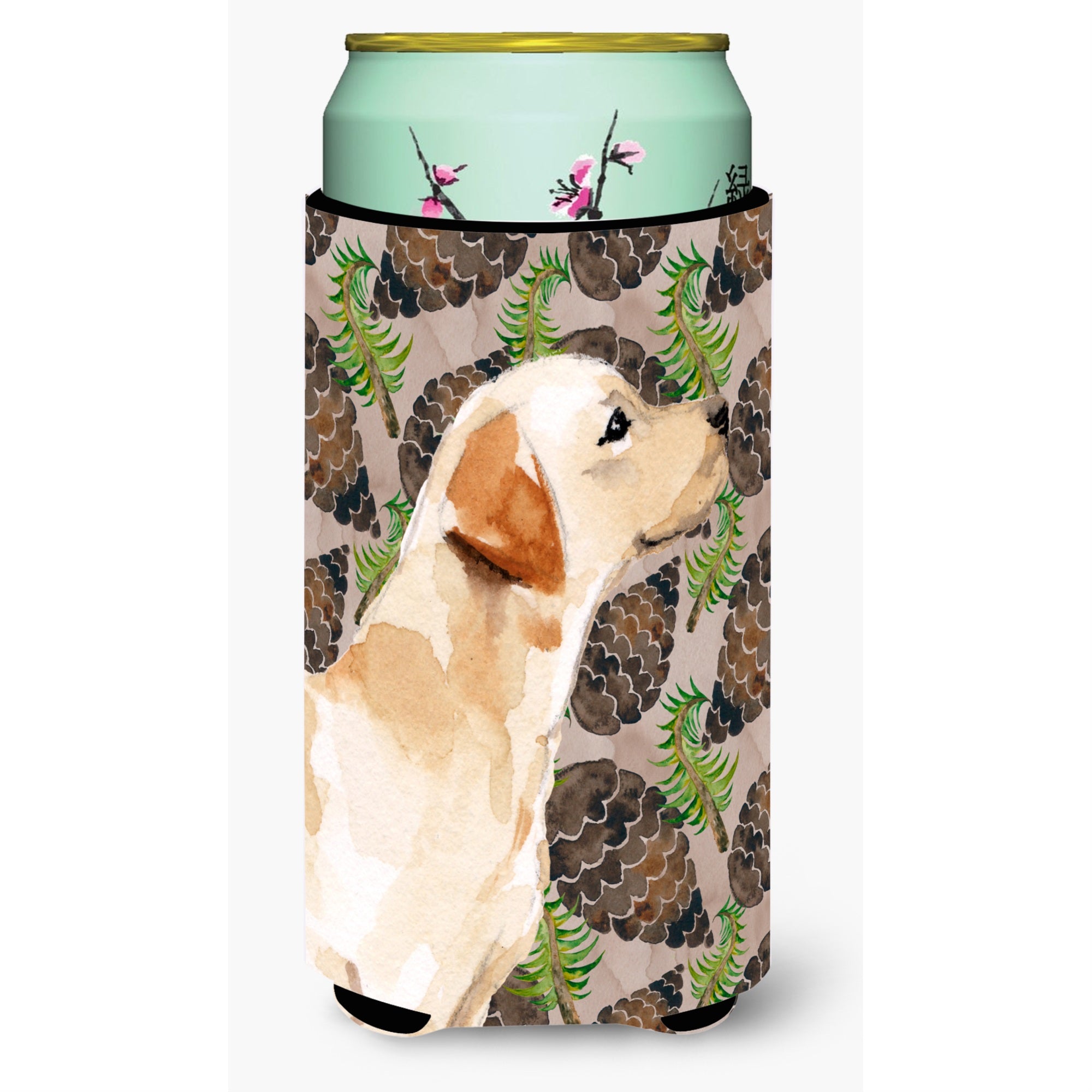Caroline'S Treasures Yellow Labrador #2 Pine Cones Decorative Can Hugger, Tall, Multicolor