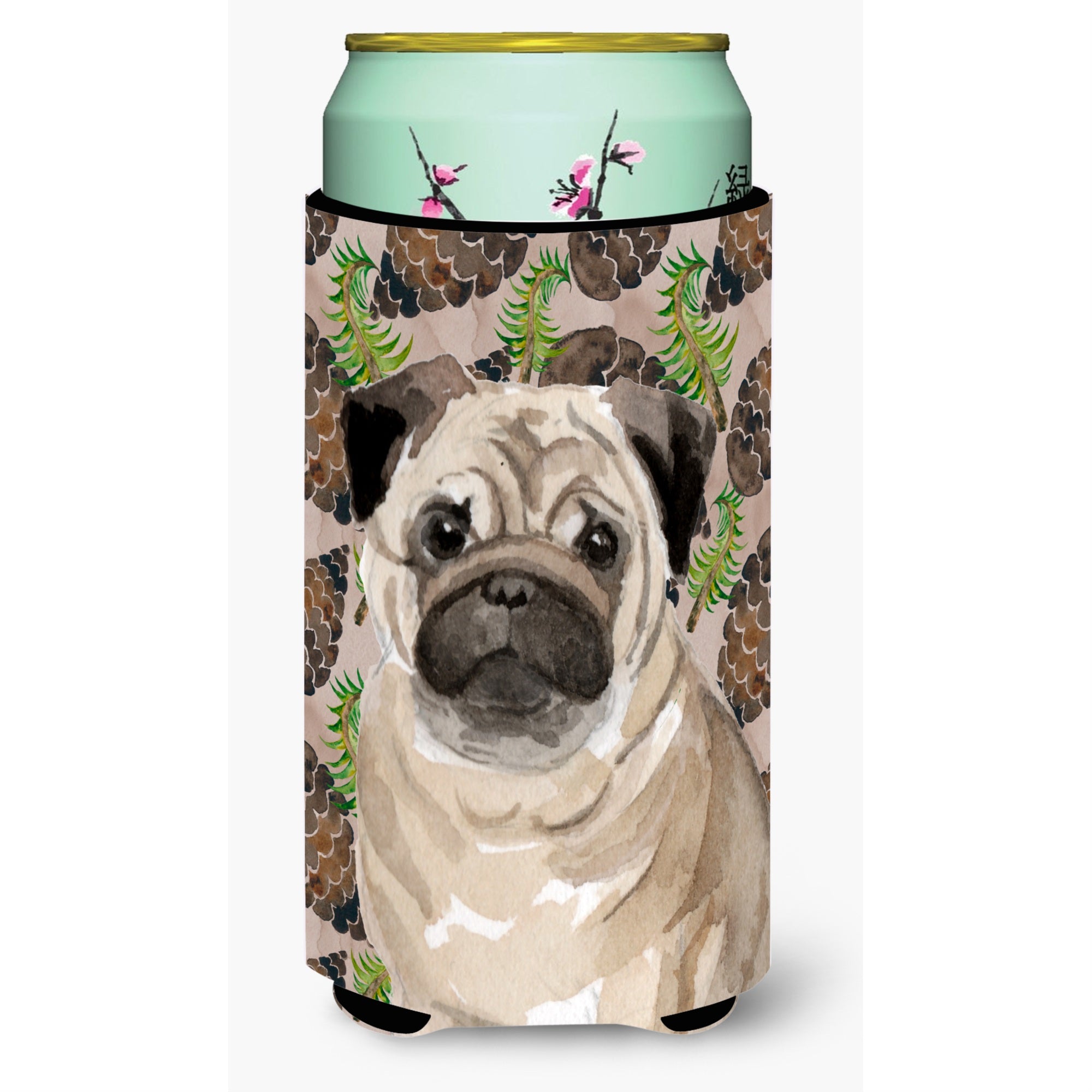 Caroline'S Treasures Fawn Pug Pine Cones Decorative Can Hugger, Tall, Multicolor