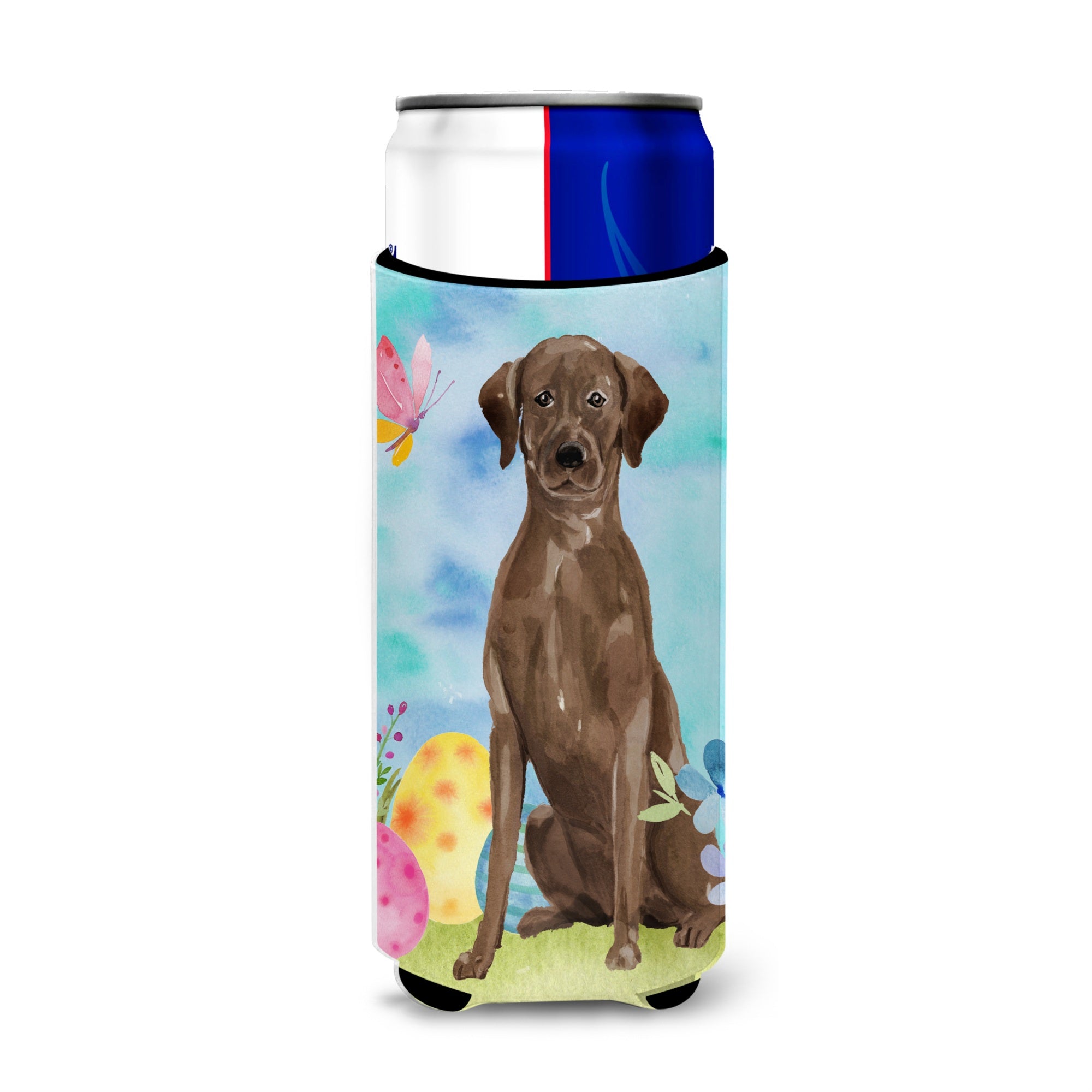 Caroline'S Treasures Chocolate Labrador Easter Decorative Can Hugger, Slim, Multicolor