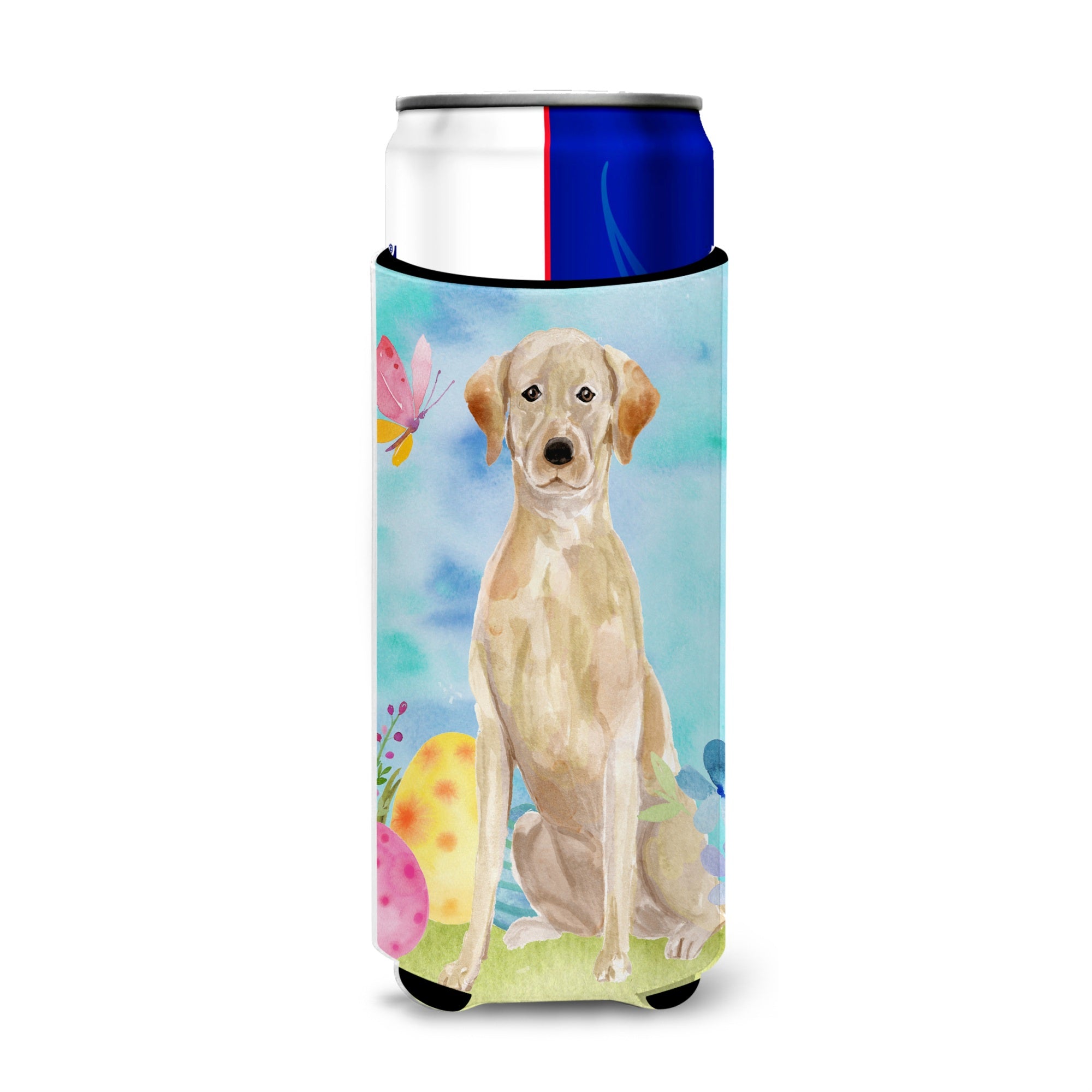 Caroline'S Treasures Yellow Labrador Easter Decorative Can Hugger, Slim, Multicolor