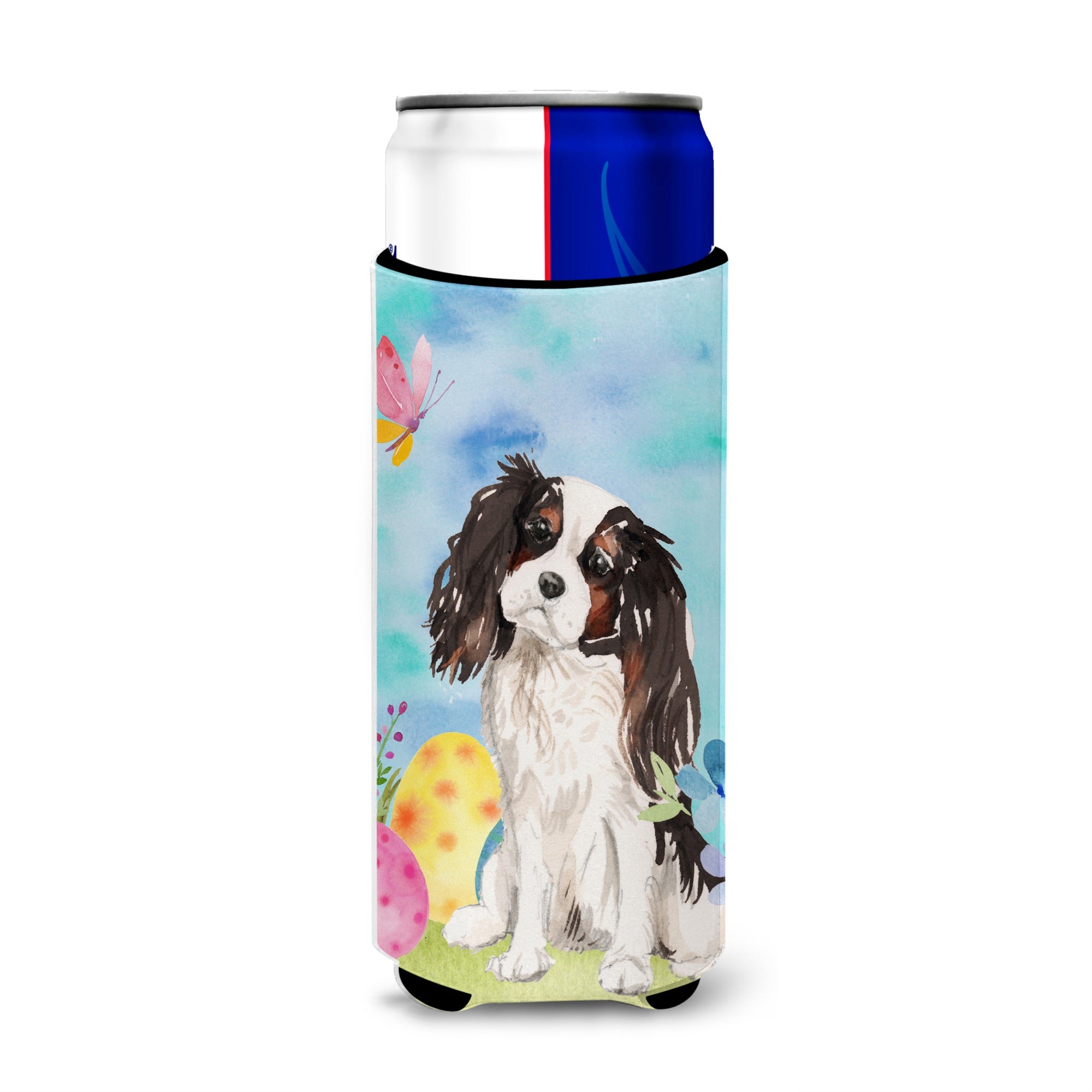 Caroline'S Treasures Tricolor Cavalier Spaniel Easter Decorative Can Hugger, Slim, Multicolor
