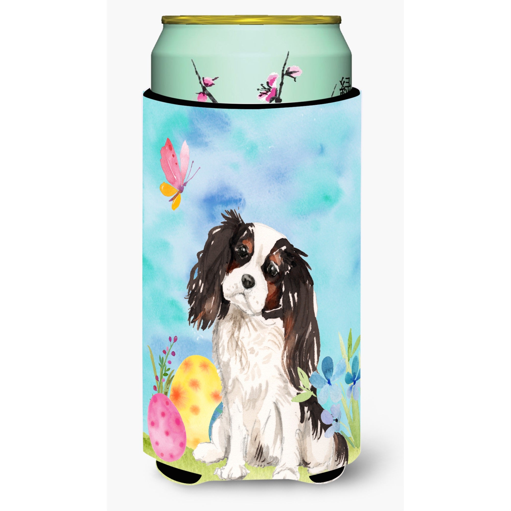 Caroline'S Treasures Tricolor Cavalier Spaniel Easter Decorative Can Hugger, Tall, Multicolor