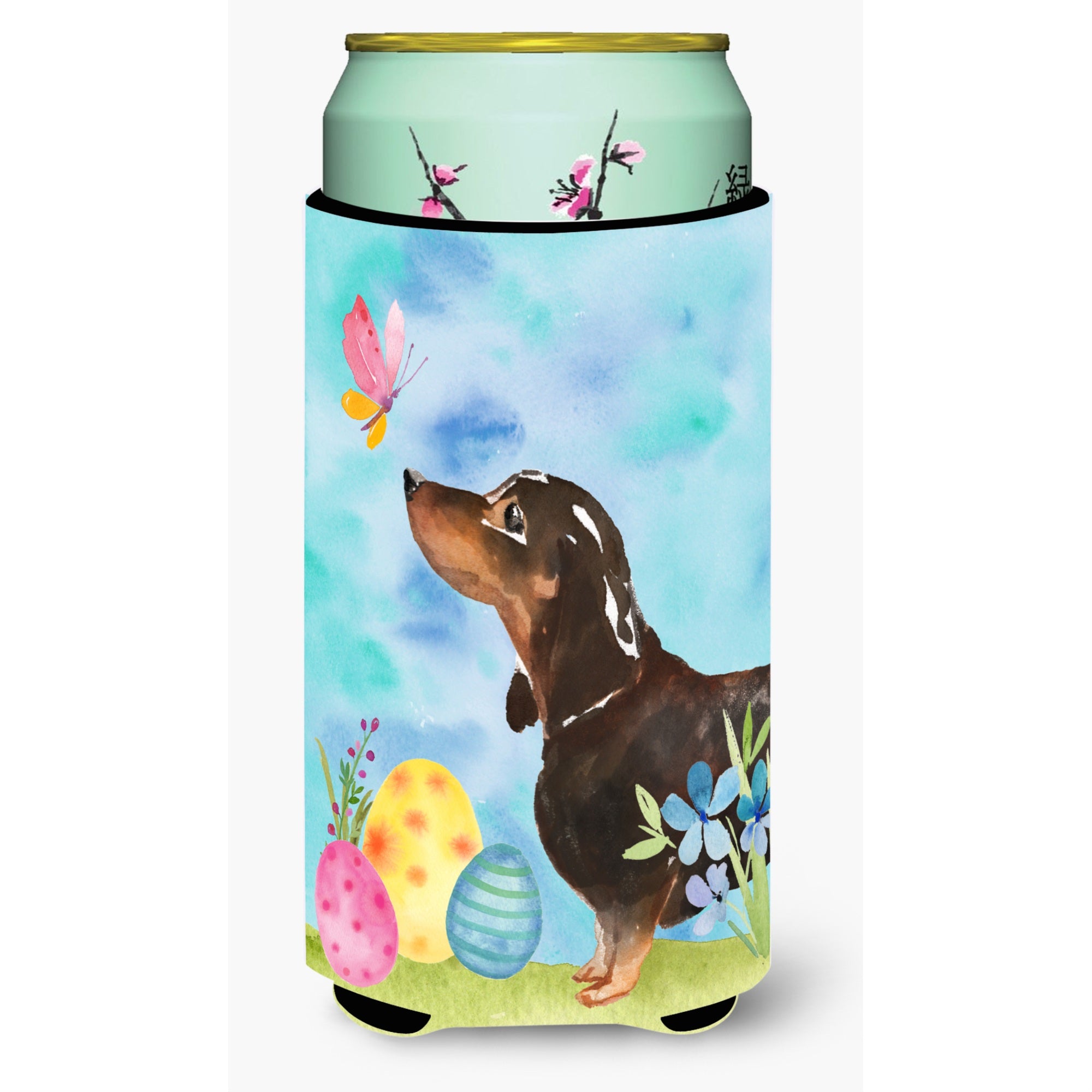 Caroline'S Treasures Black And Tan Dachshund Easter Decorative Can Hugger, Tall, Multicolor