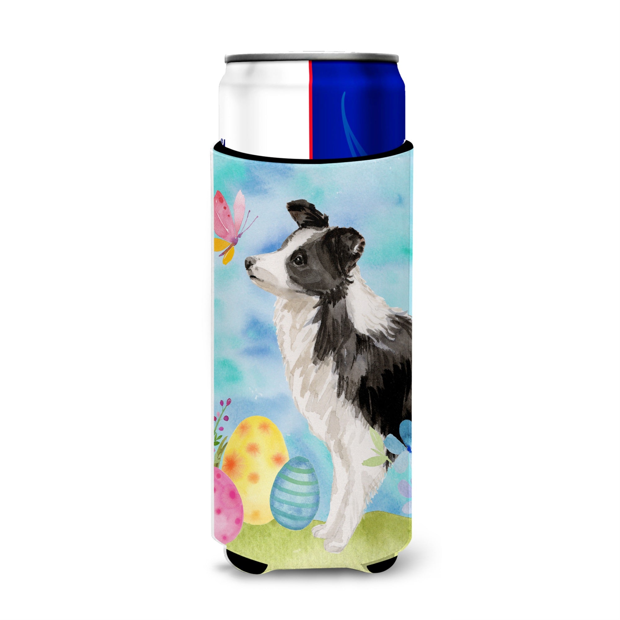 Caroline'S Treasures Border Collie Easter Decorative Can Hugger, Slim, Multicolor