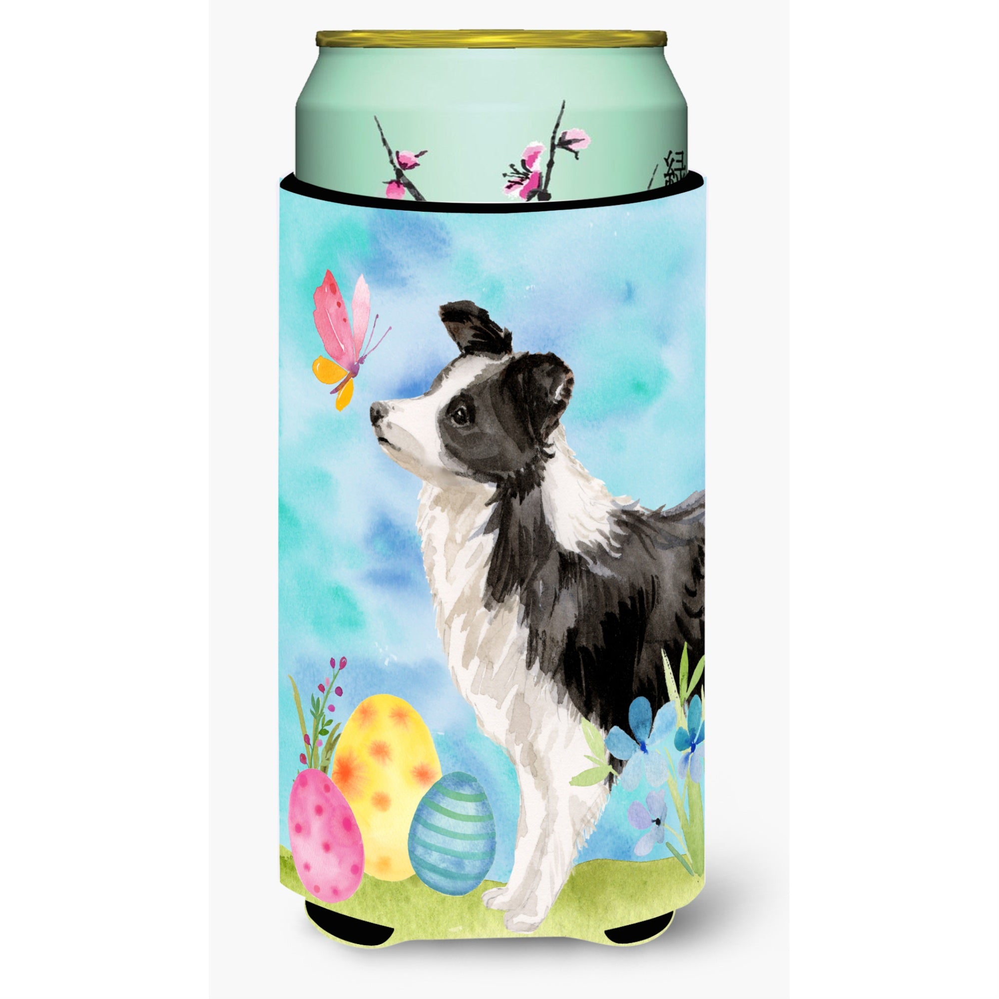 Caroline'S Treasures Border Collie Easter Decorative Can Hugger, Tall, Multicolor