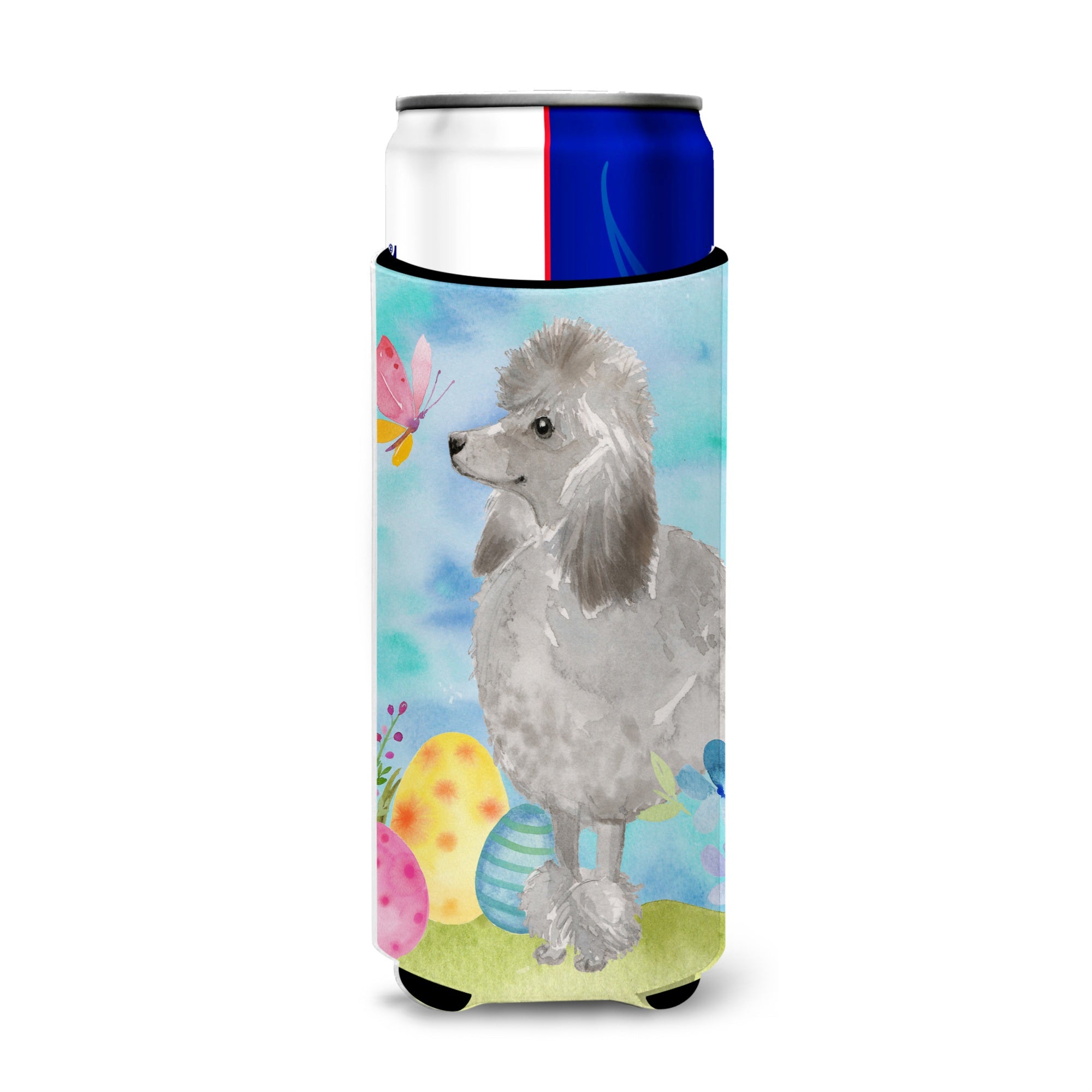Caroline'S Treasures Grey Standard Poodle Easter Decorative Can Hugger, Slim, Multicolor