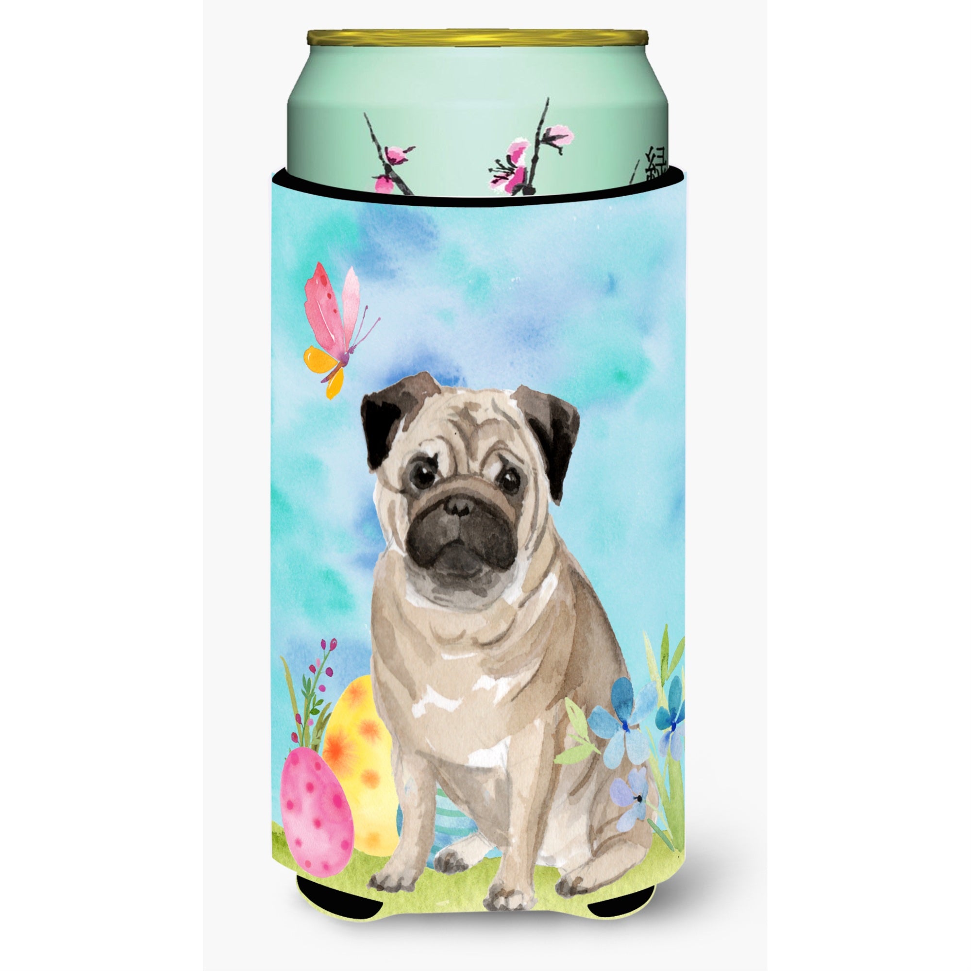 Caroline'S Treasures Fawn Pug Easter Decorative Can Hugger, Tall, Multicolor