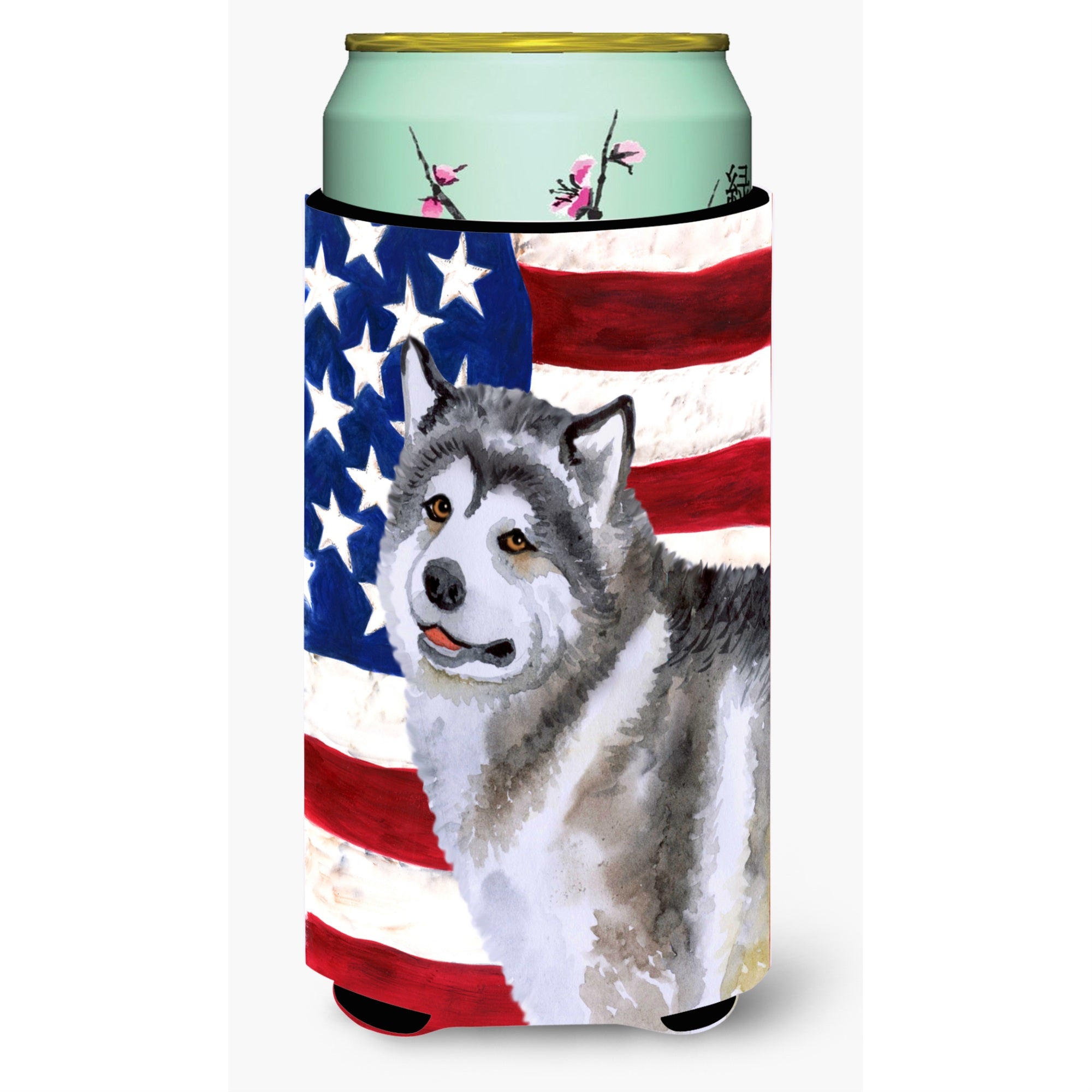 Caroline'S Treasures Alaskan Malamute Patriotic Decorative Can Hugger, Tall Boy, Multicolor