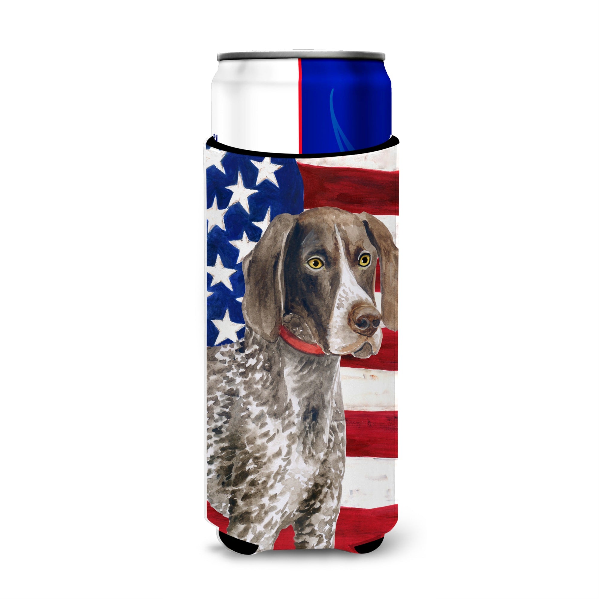Caroline'S Treasures German Shorthaired Pointer Patriotic Decorative Can Hugger, Slim, Multicolor