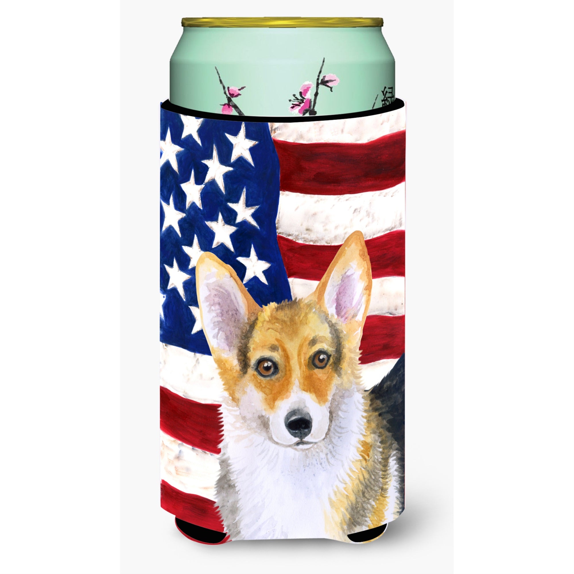 Caroline'S Treasures Pembroke Corgi Patriotic Decorative Can Hugger, Tall Boy, Multicolor