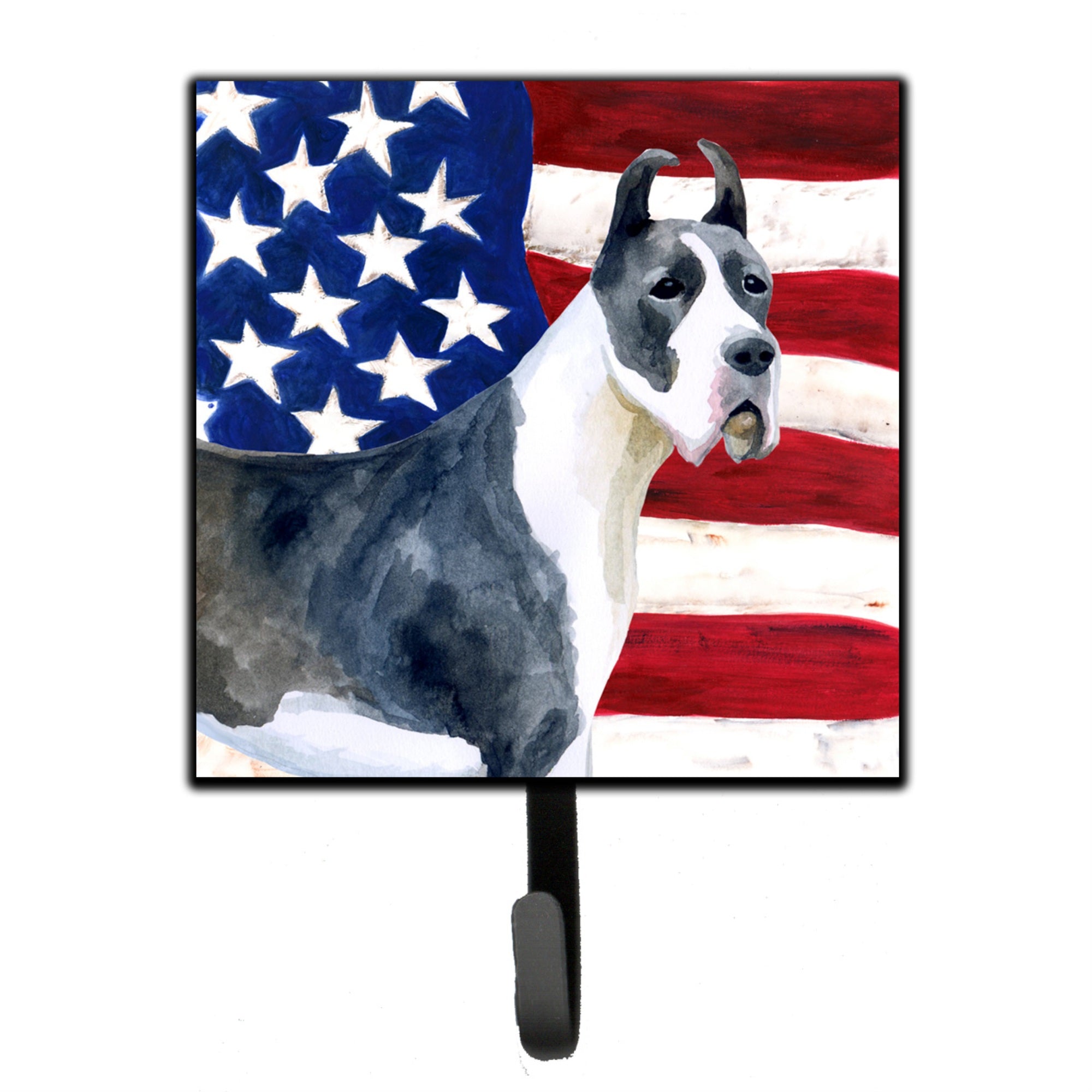 Caroline'S Treasures Harlequin Dane Patriotic Wall Hook, Small, Multicolor