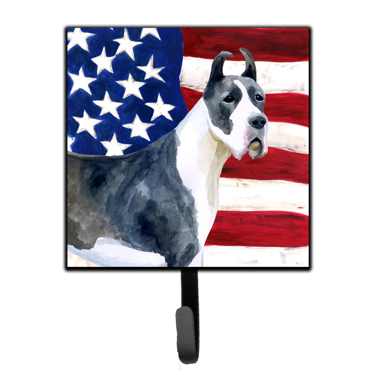 Caroline'S Treasures Harlequin Dane Patriotic Wall Hook, Small, Multicolor