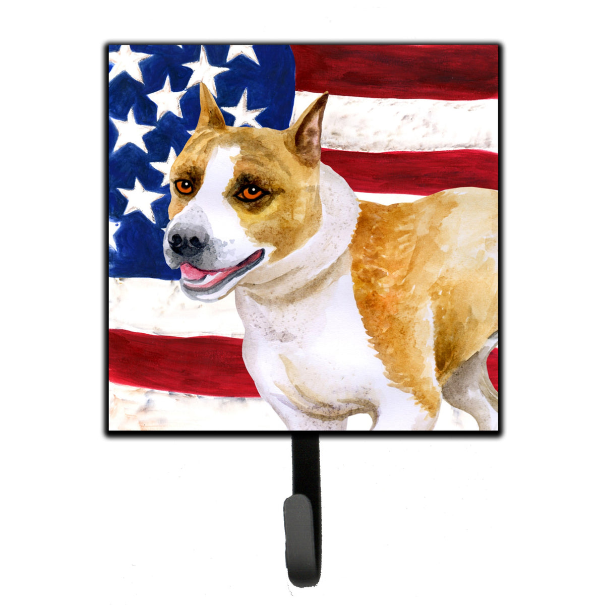 Caroline'S Treasures American Staffordshire Patriotic Wall Hook, Small, Multicolor
